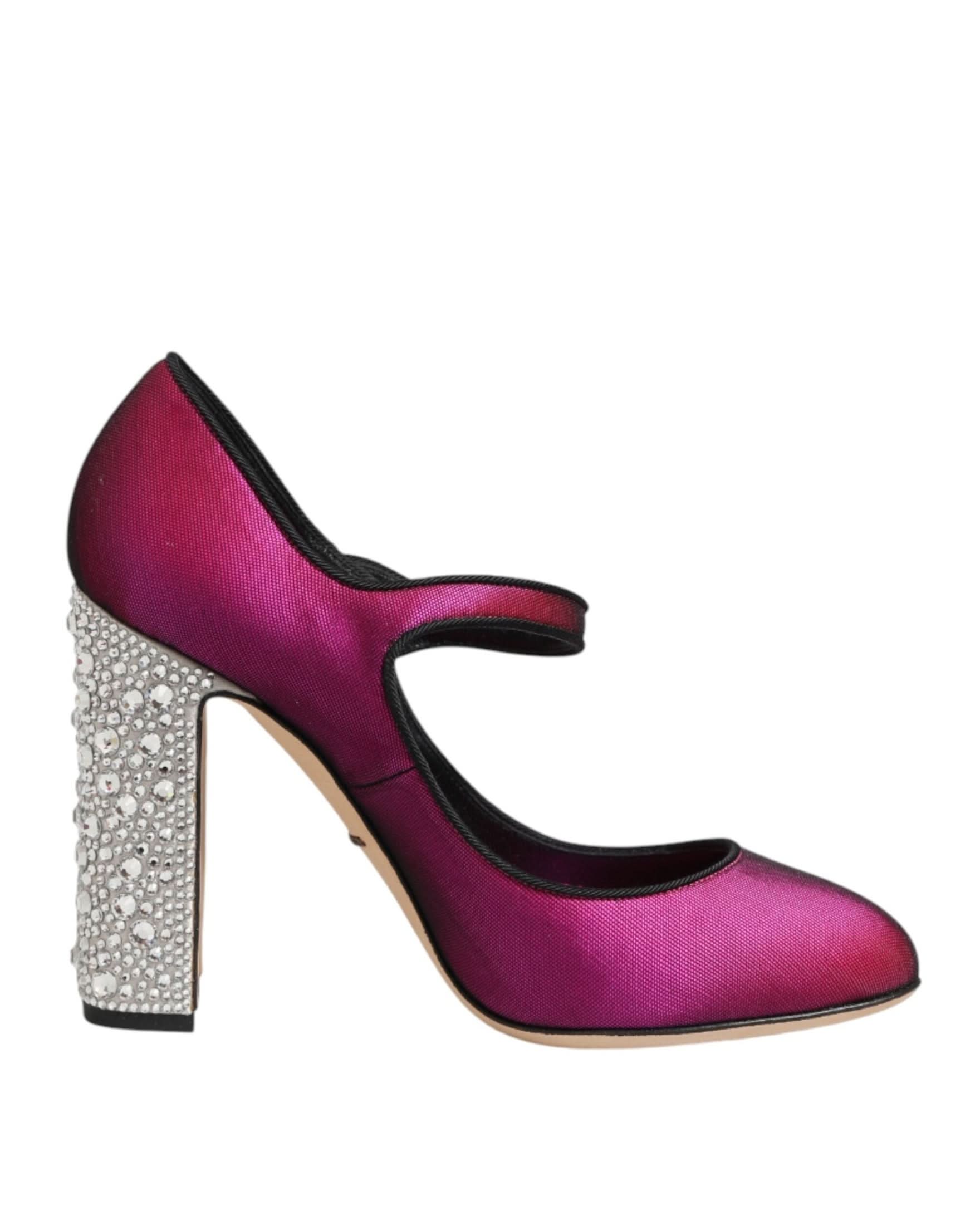 Dolce & Gabbana Pink Strass Mary Janes Heels Pumps Shoes Heels