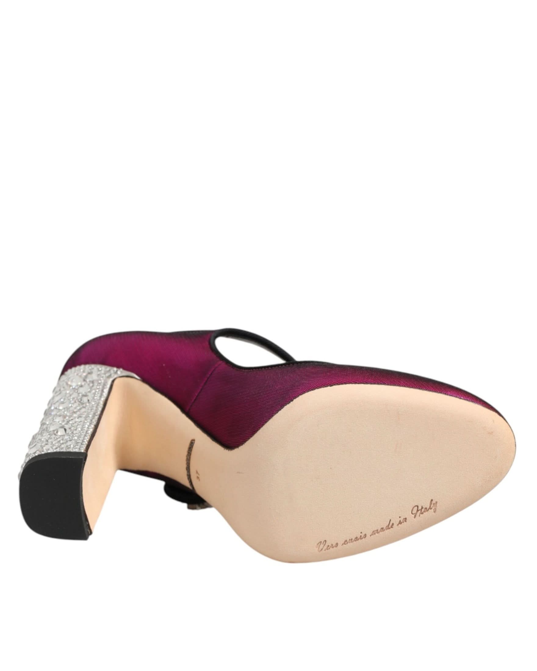Dolce & Gabbana Pink Strass Mary Janes Heels Pumps Shoes Heels