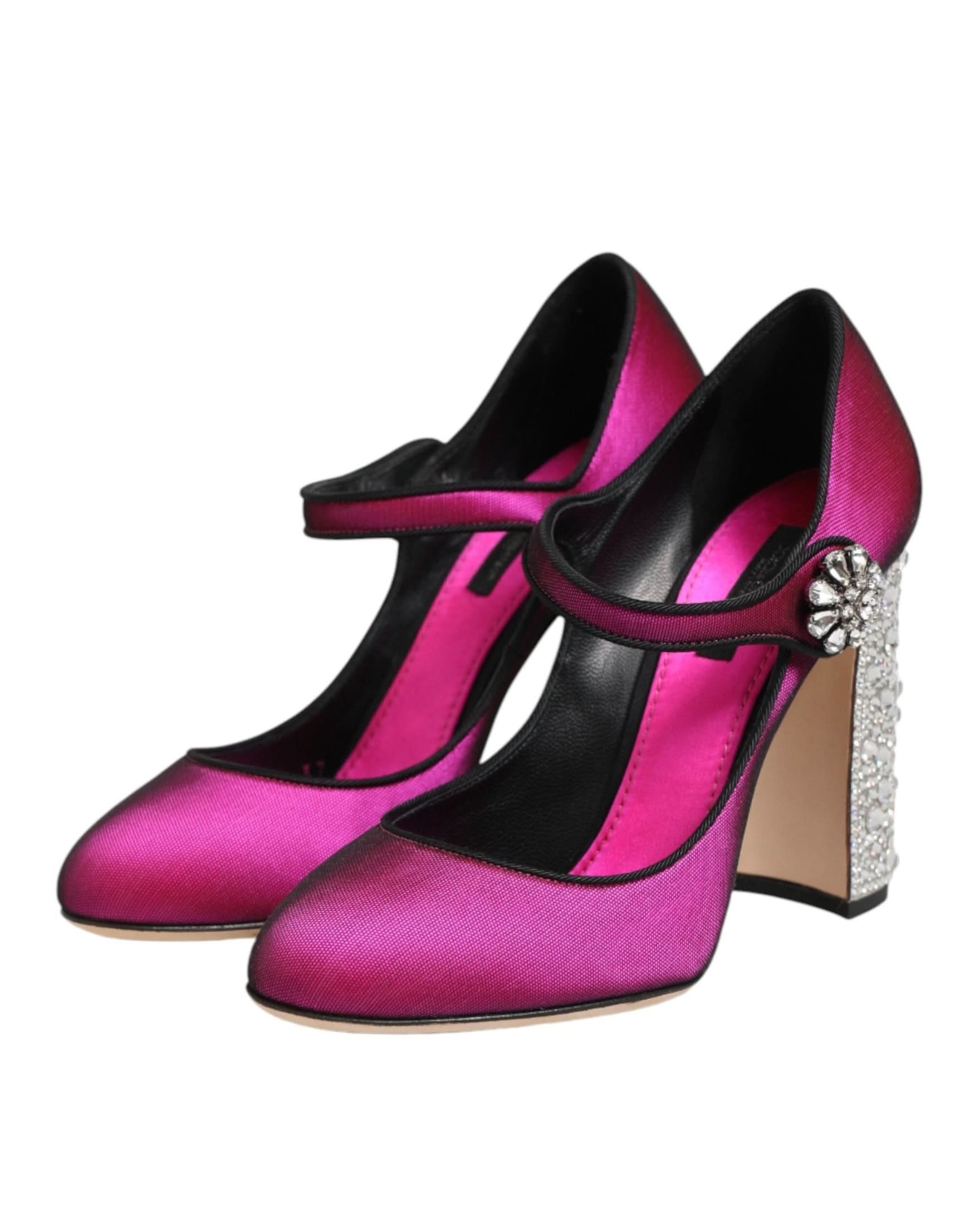 Dolce & Gabbana Pink Strass Mary Janes Heels Pumps Shoes Heels