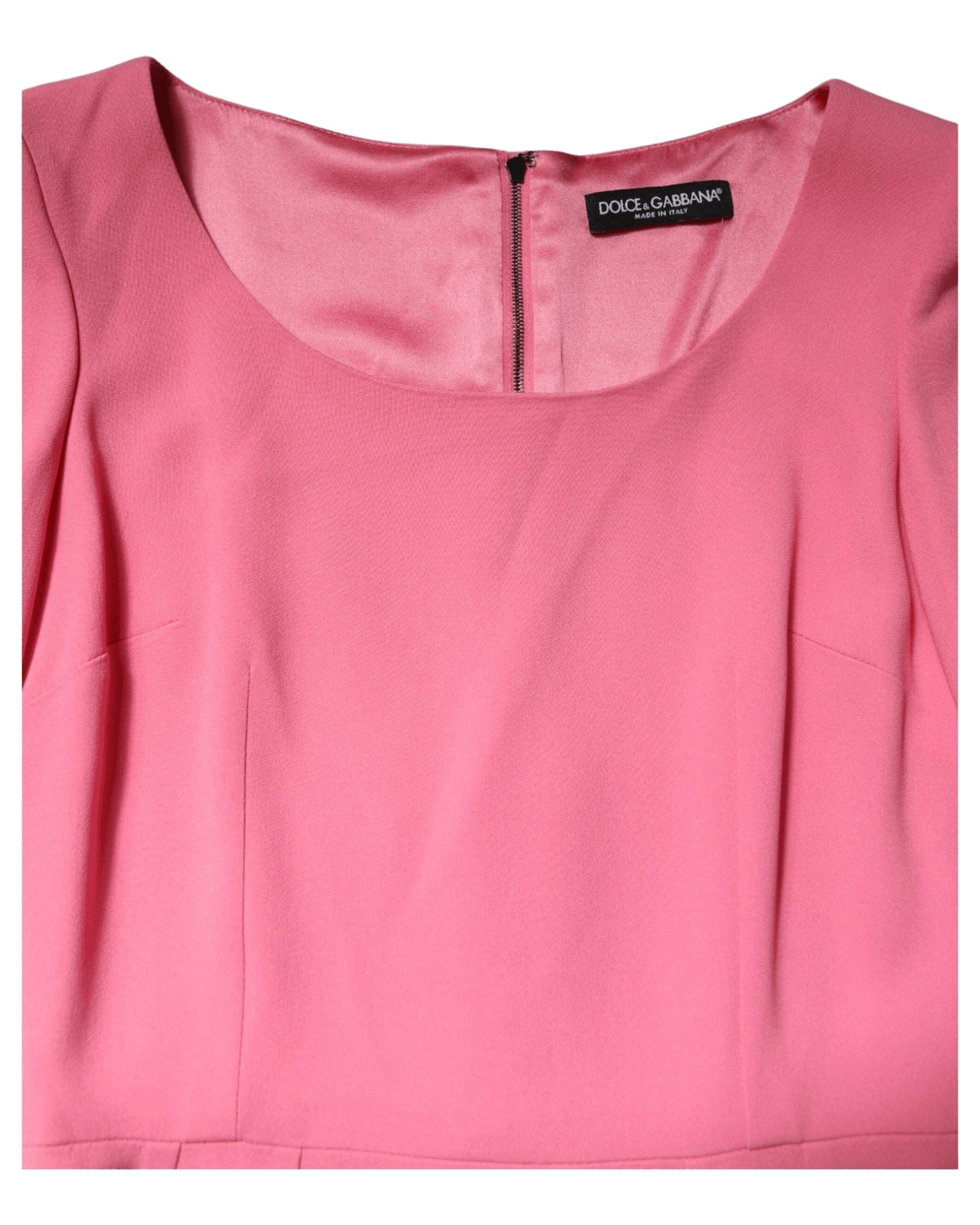 Dolce & Gabbana Pink Viscose Short Sleeve Sheath Midi Dress Dresses