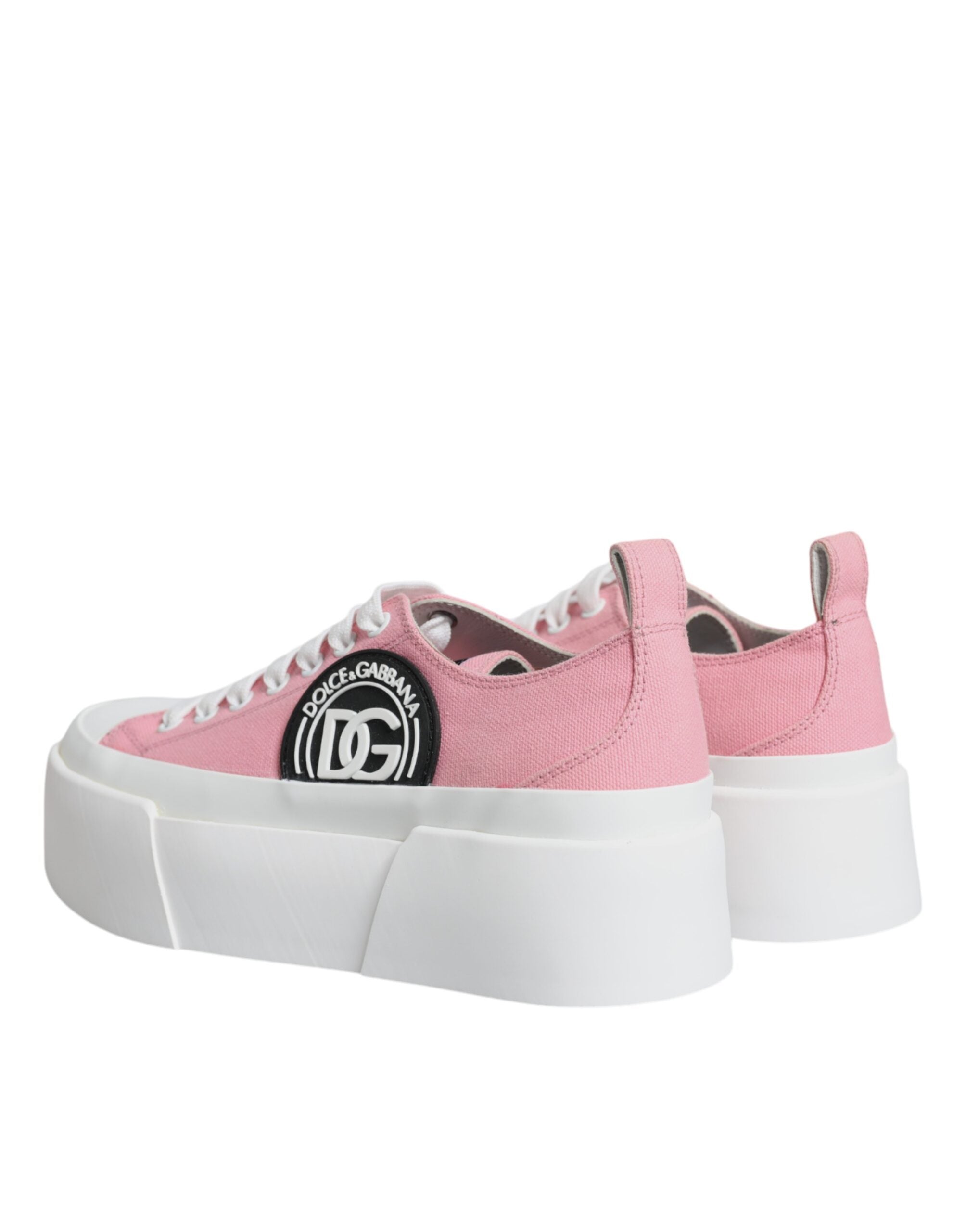Dolce & Gabbana Pink White Canvas Logo Low Top Sneakers Shoes Glam Steals