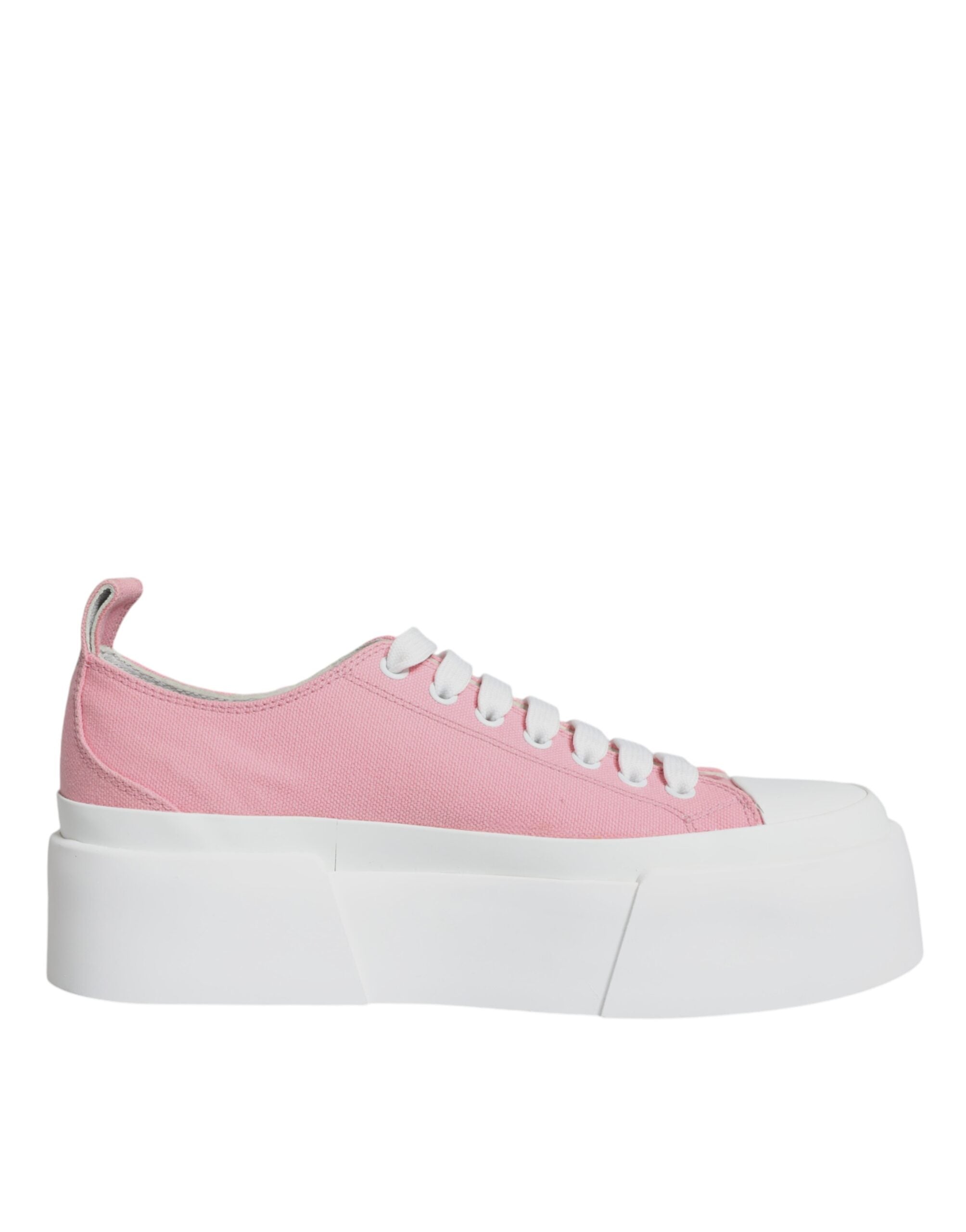 Dolce & Gabbana Pink White Canvas Logo Low Top Sneakers Shoes Glam Steals