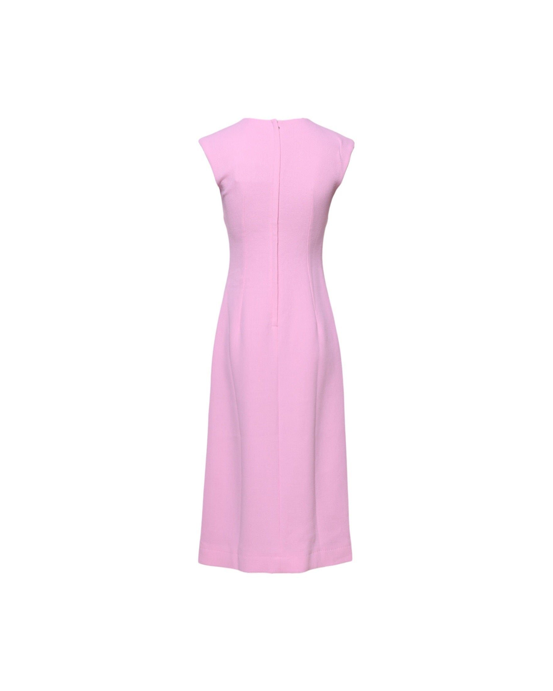 Dolce & Gabbana Pink Wool Sleeveless Sheath Midi Dress Glam Steals