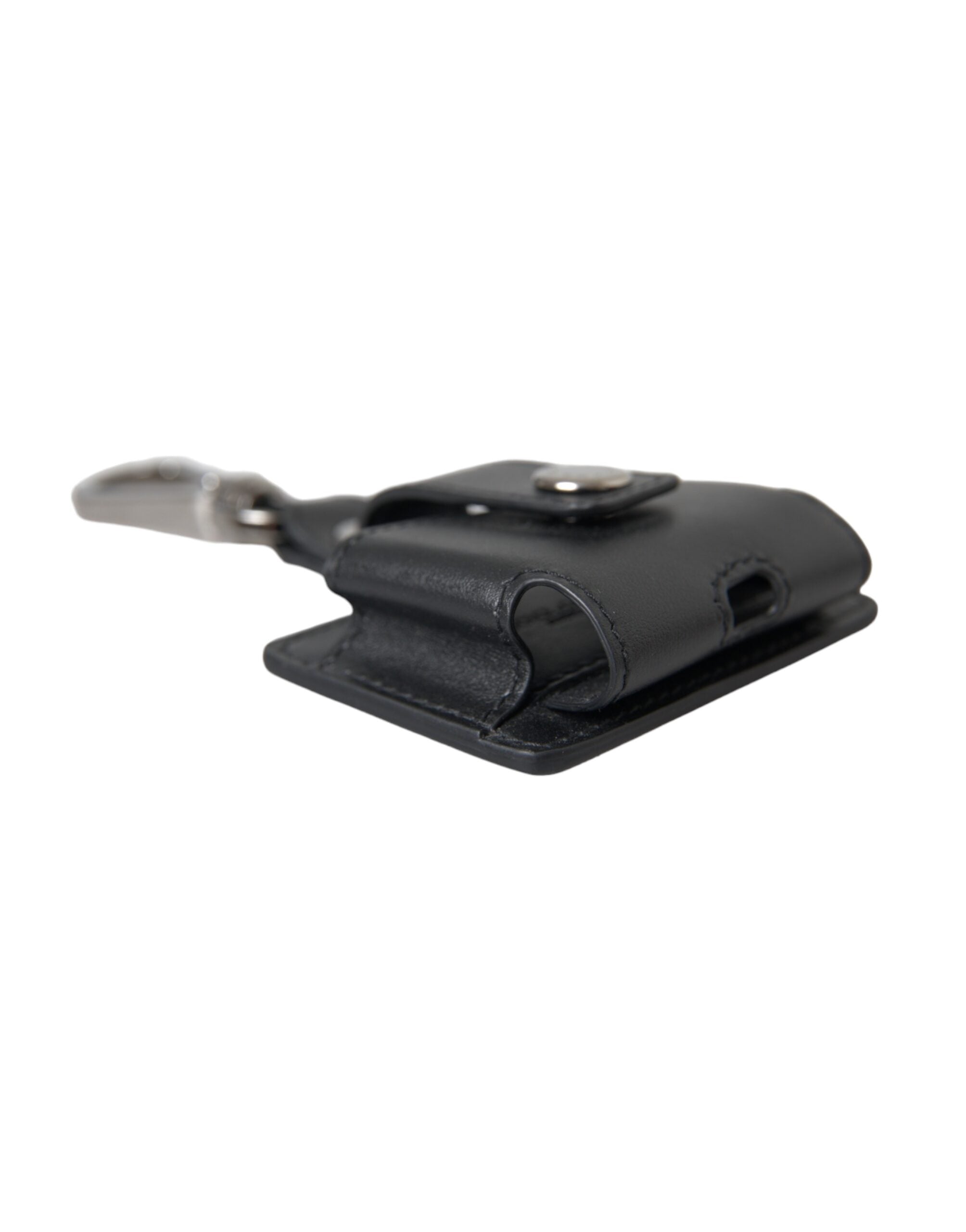Dolce & Gabbana Plain Leather Metal Airpods Black Silver Case Glam Steals