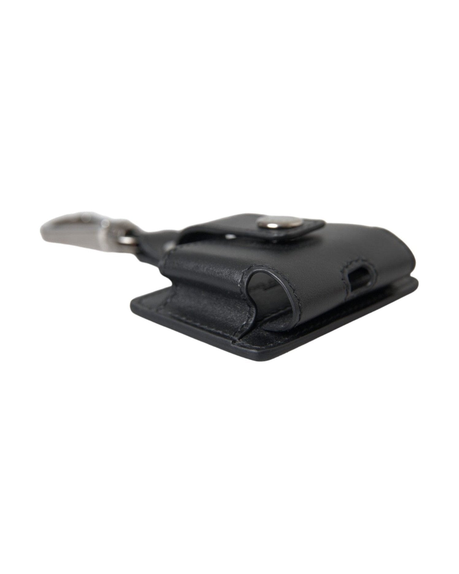Dolce & Gabbana Plain Leather Metal Airpods Black Silver Case Glam Steals