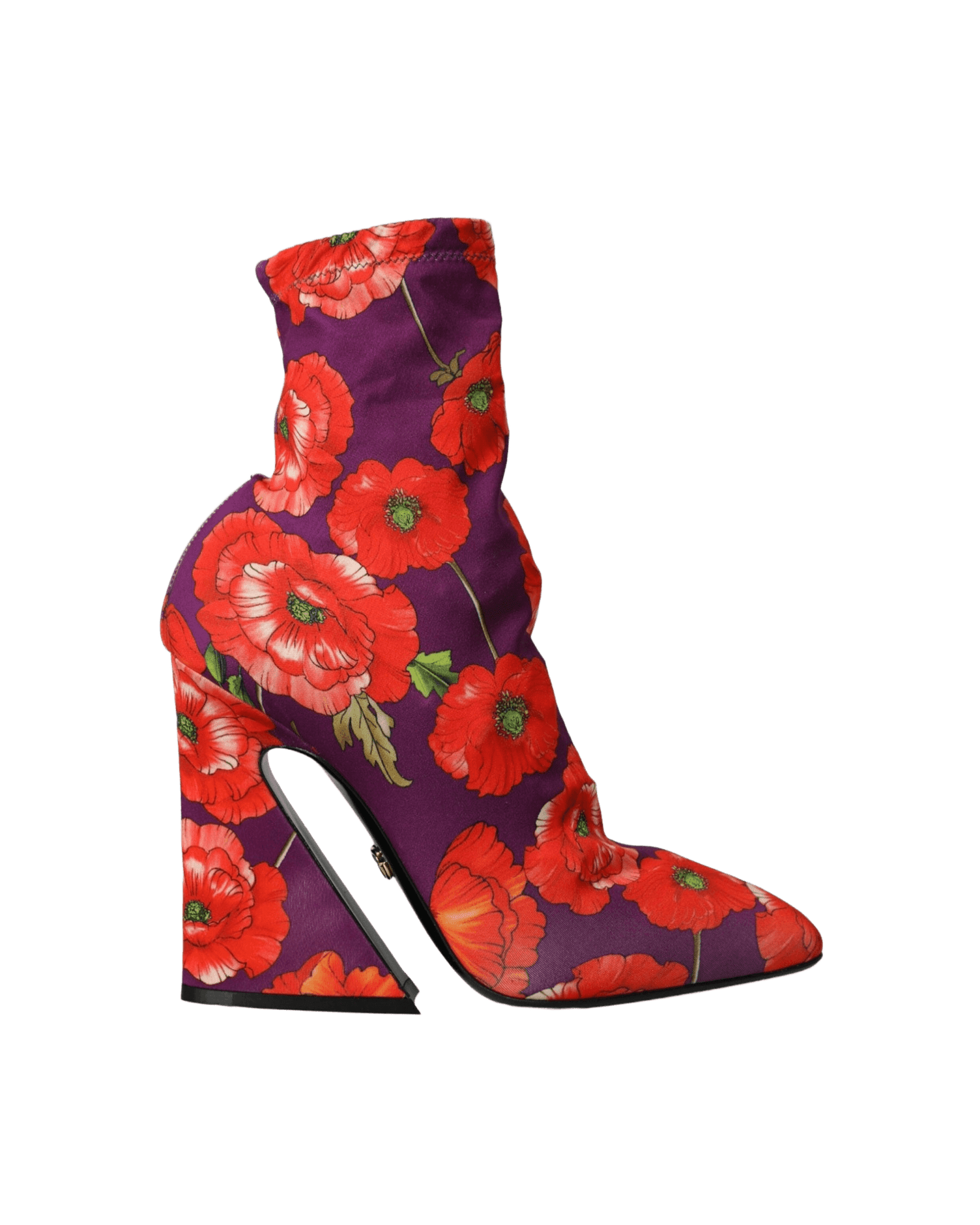 Dolce & Gabbana Purple Floral Jersey Stretch Boots Shoes Boots