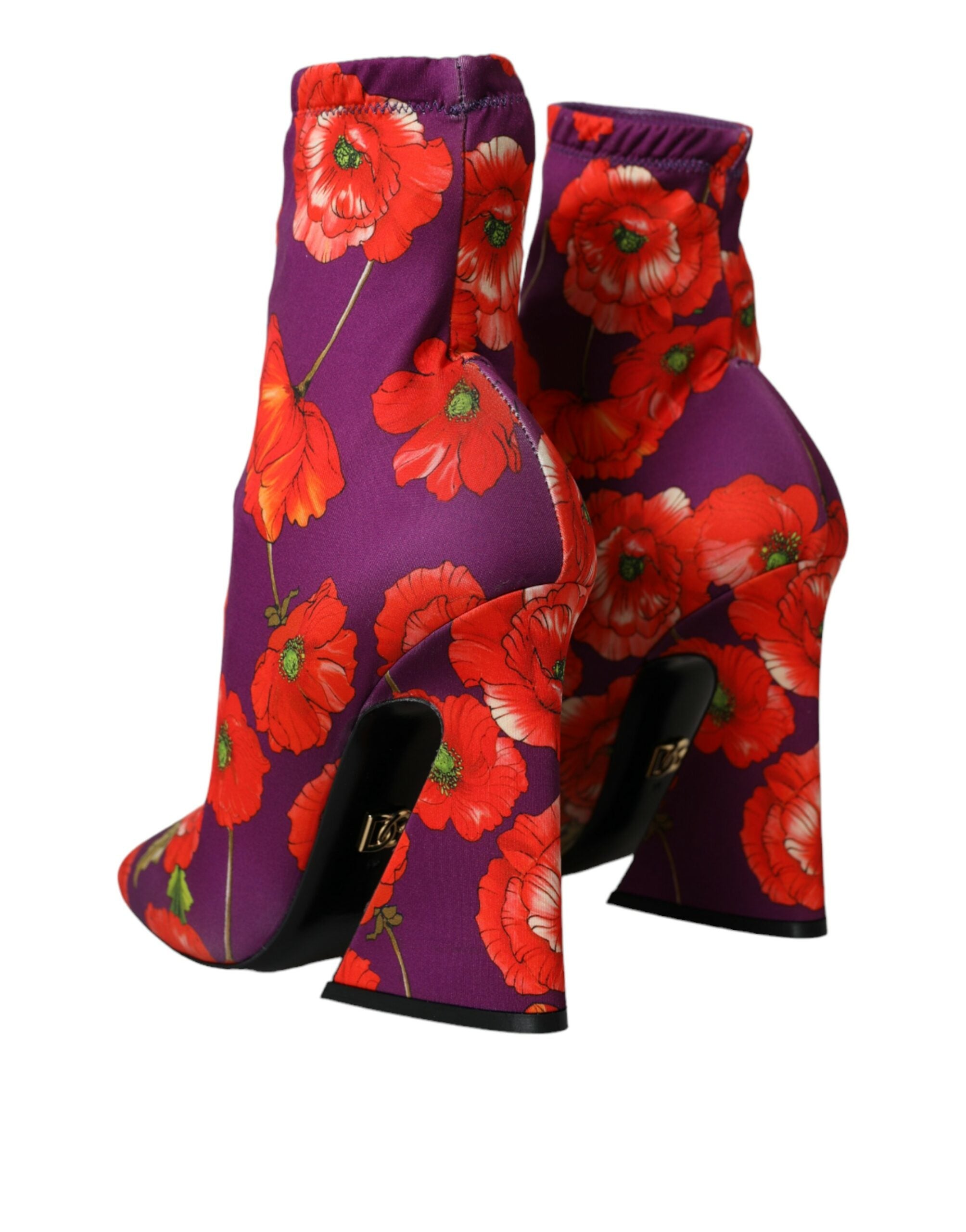 Dolce & Gabbana Purple Floral Jersey Stretch Boots Shoes Glam Steals