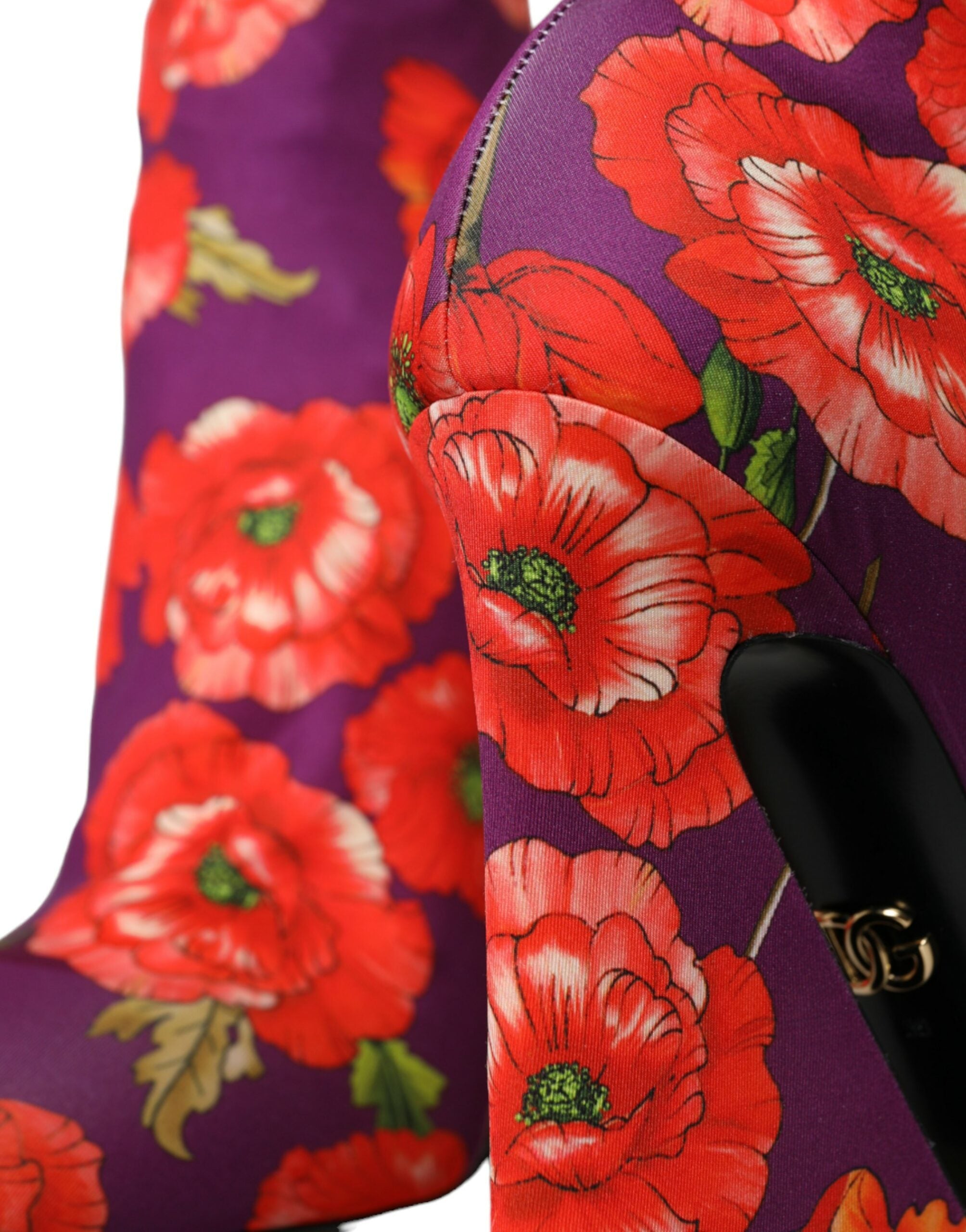 Dolce & Gabbana Purple Floral Jersey Stretch Boots Shoes Glam Steals