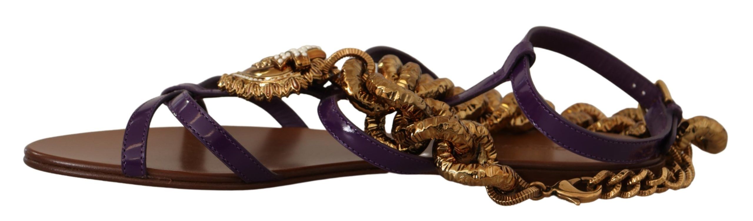 Dolce & Gabbana Purple Heart Chain Gladiator Flats Glam Steals