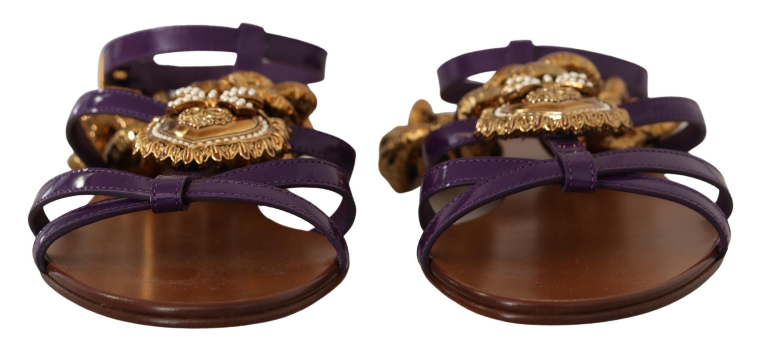 Dolce & Gabbana Purple Heart Chain Gladiator Flats Glam Steals