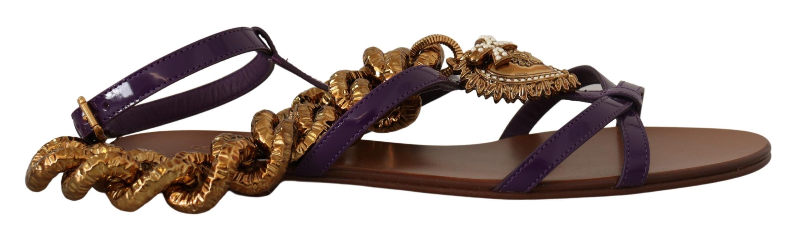 Dolce & Gabbana Purple Heart Chain Gladiator Flats Glam Steals