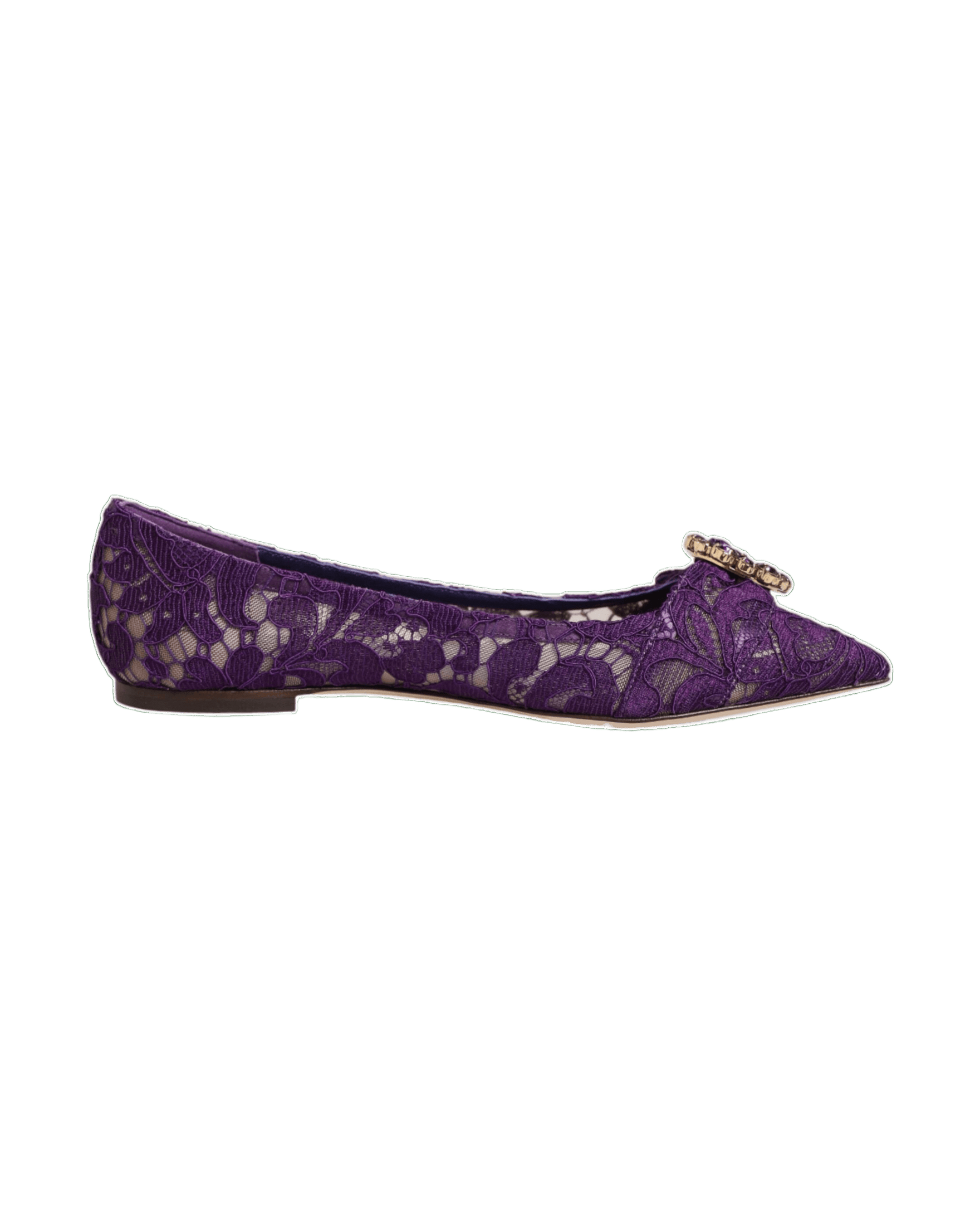Dolce & Gabbana Purple Lace Taormina Crystals Flats Shoes Glam Steals