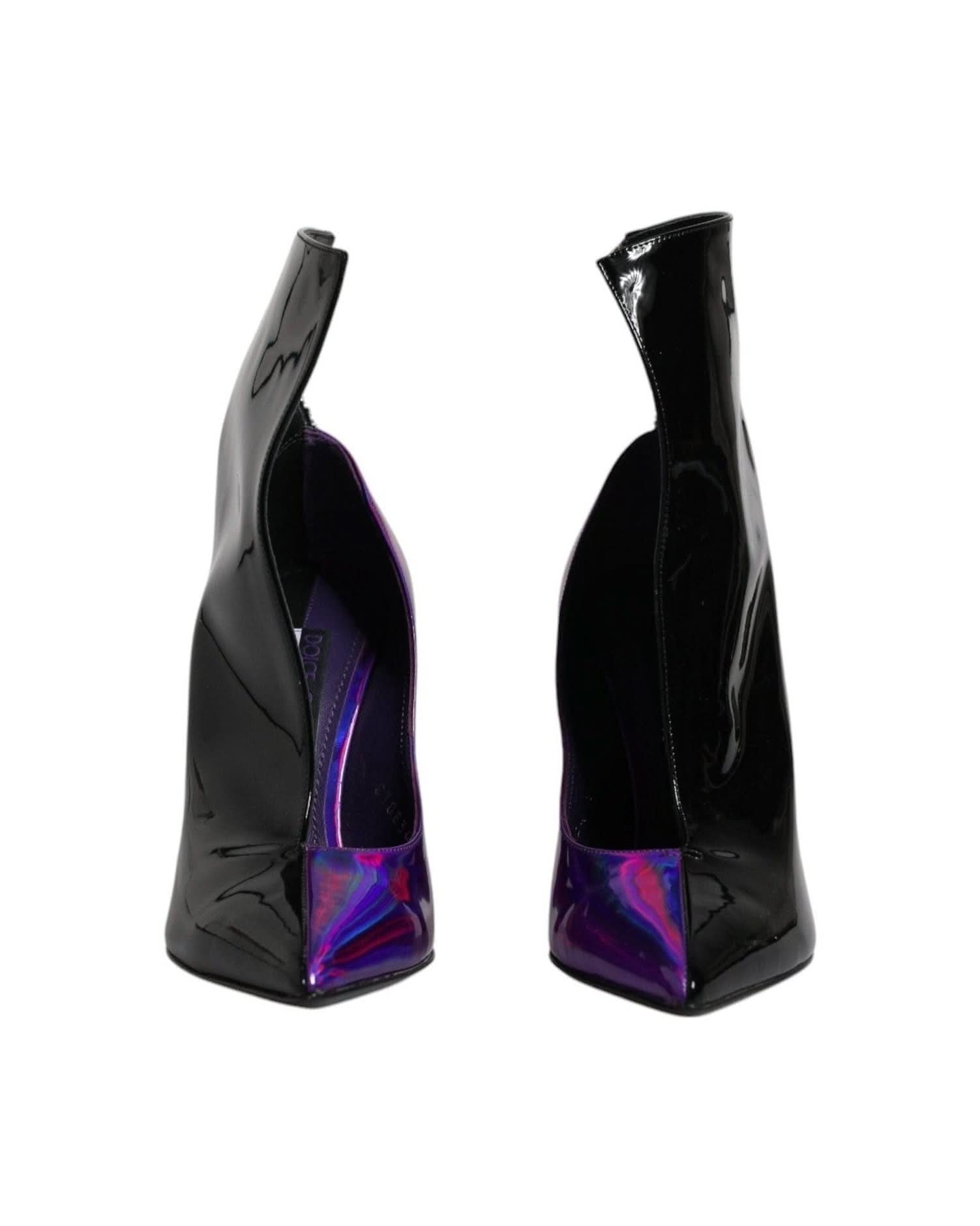 Dolce & Gabbana Purple Pointed Ankle Boots Shoes Boots