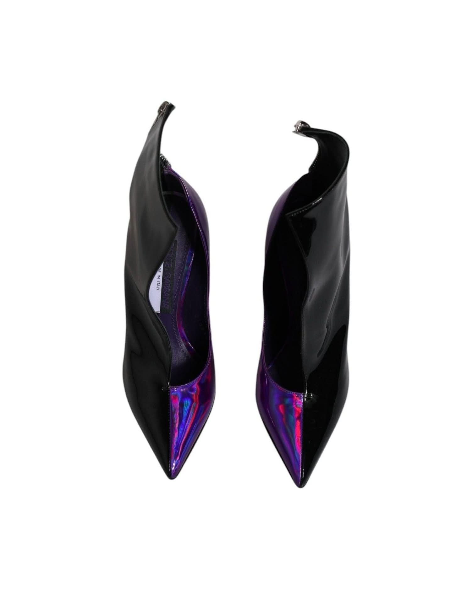 Dolce & Gabbana Purple Pointed Ankle Boots Shoes Boots