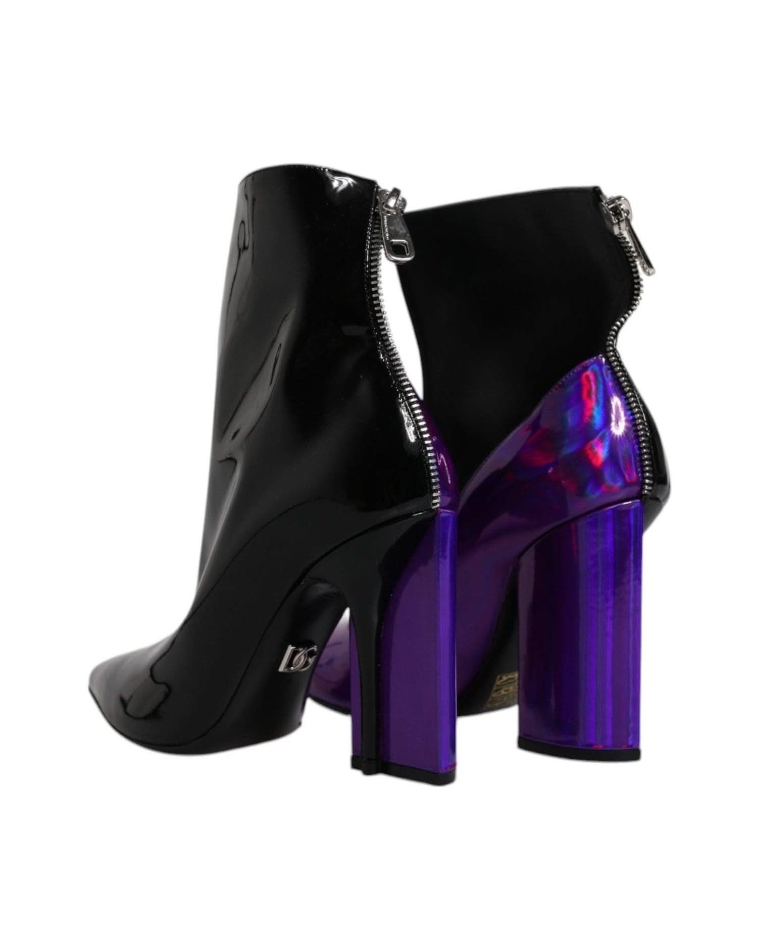 Dolce & Gabbana Purple Pointed Ankle Boots Shoes Boots
