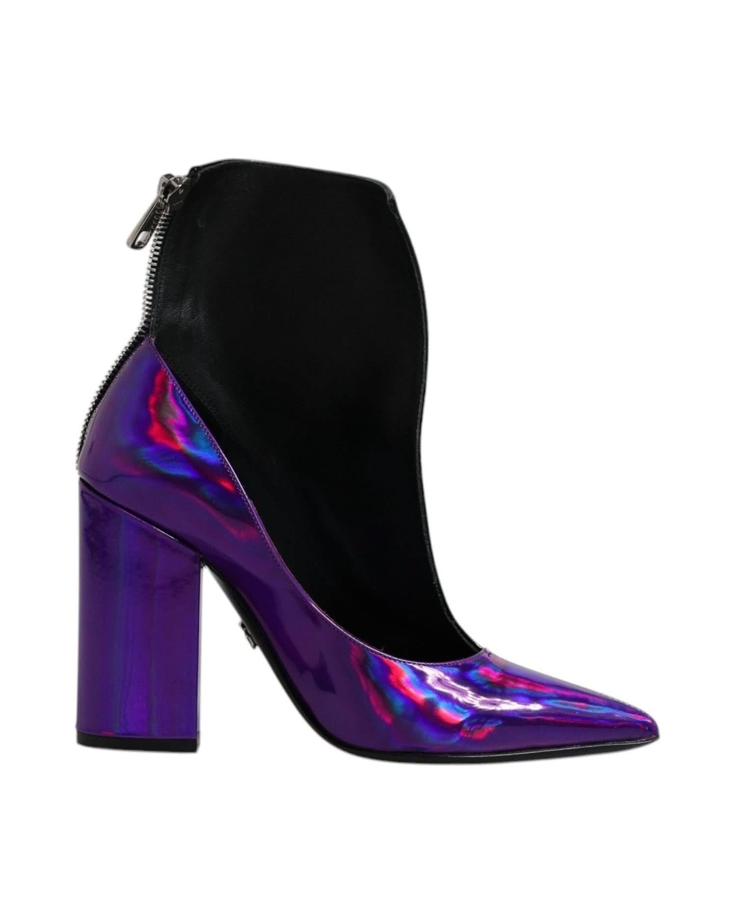 Dolce & Gabbana Purple Pointed Ankle Boots Shoes Boots