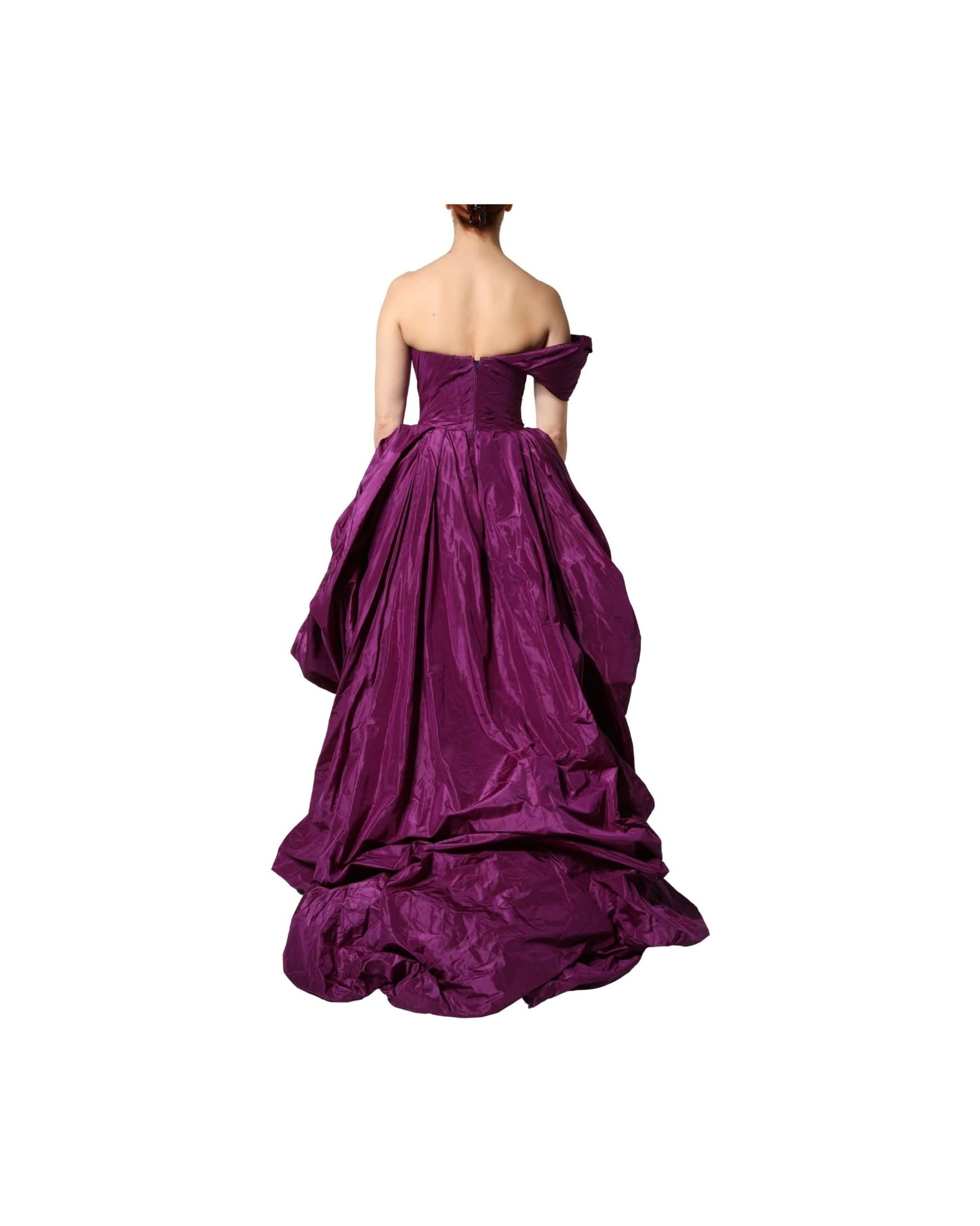 Dolce & Gabbana Purple Strapless A Line Asymmetric Dress