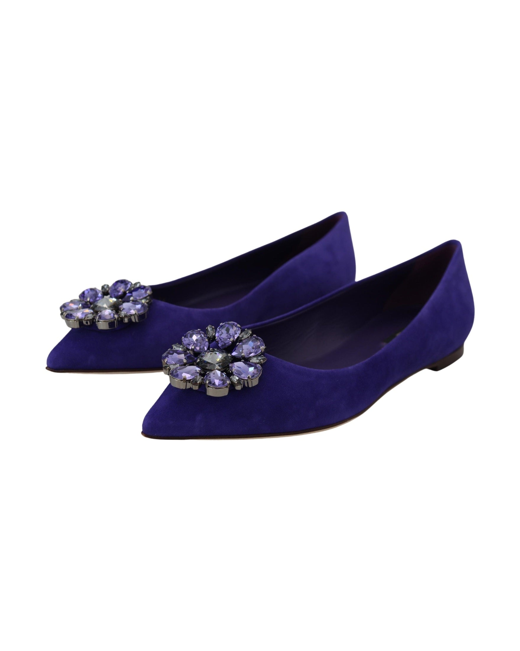 Dolce & Gabbana Purple Suede Crystals Loafers Glam Steals