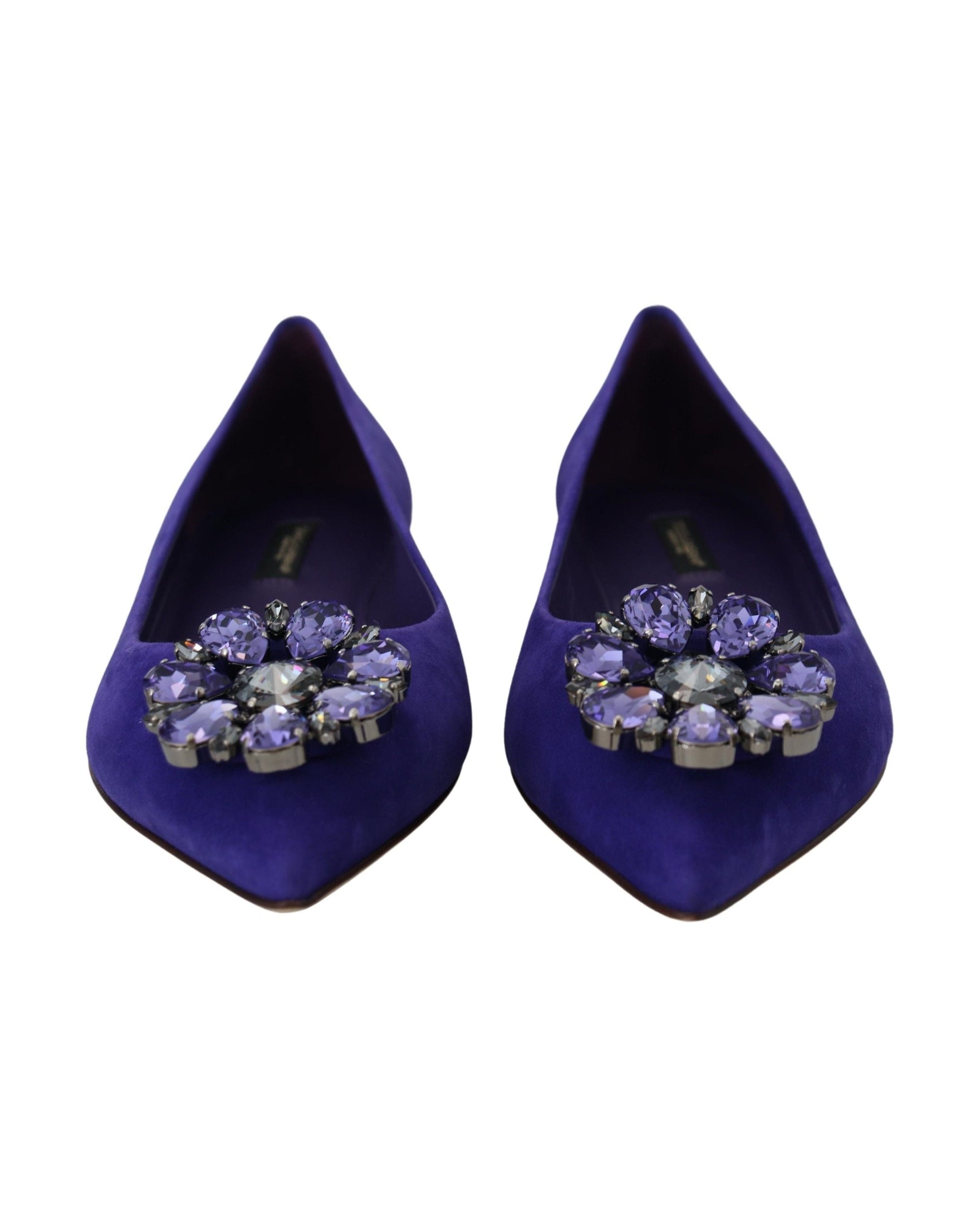 Dolce & Gabbana Purple Suede Crystals Loafers Glam Steals