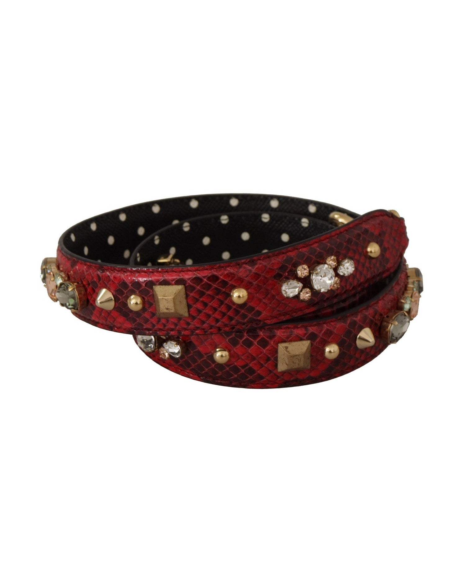 Dolce & Gabbana Python Leather Shoulder Bag Red Strap Glam Steals