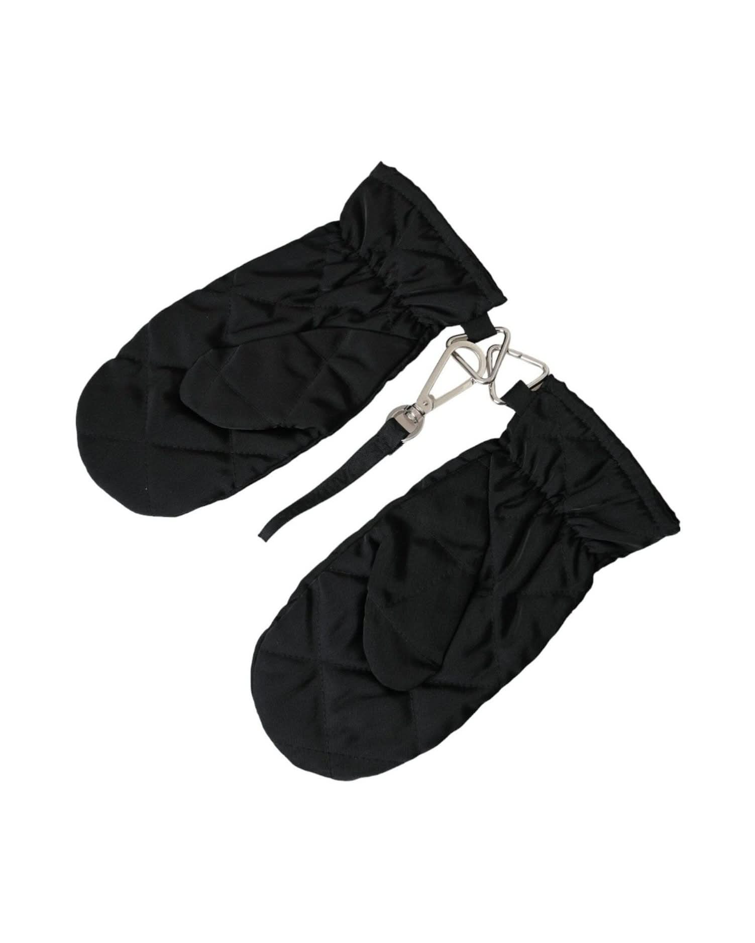 Dolce & Gabbana Quilted Nylon Wrist Length Mitten Black Gloves Gloves & Mittens
