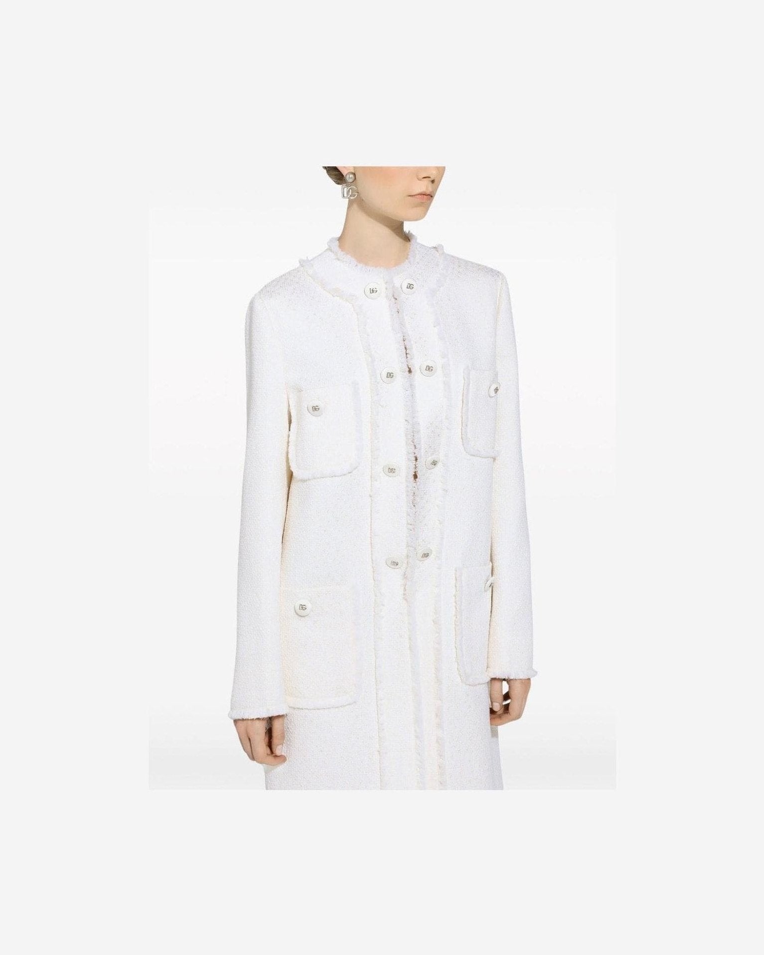 Dolce & Gabbana Raschel Single Breasted Tweed Coat Glam Steals