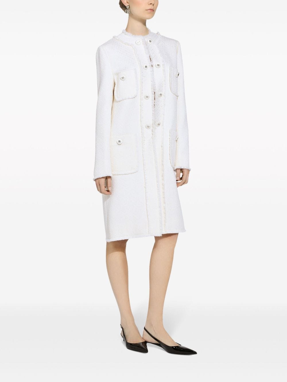 Dolce & Gabbana Raschel Single Breasted Tweed Coat Glam Steals
