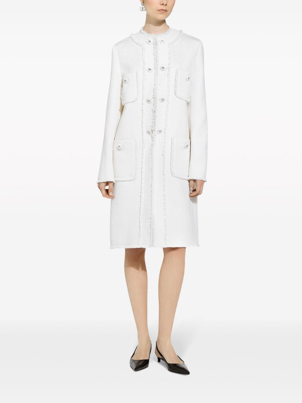 Dolce & Gabbana Raschel Single Breasted Tweed Coat Glam Steals