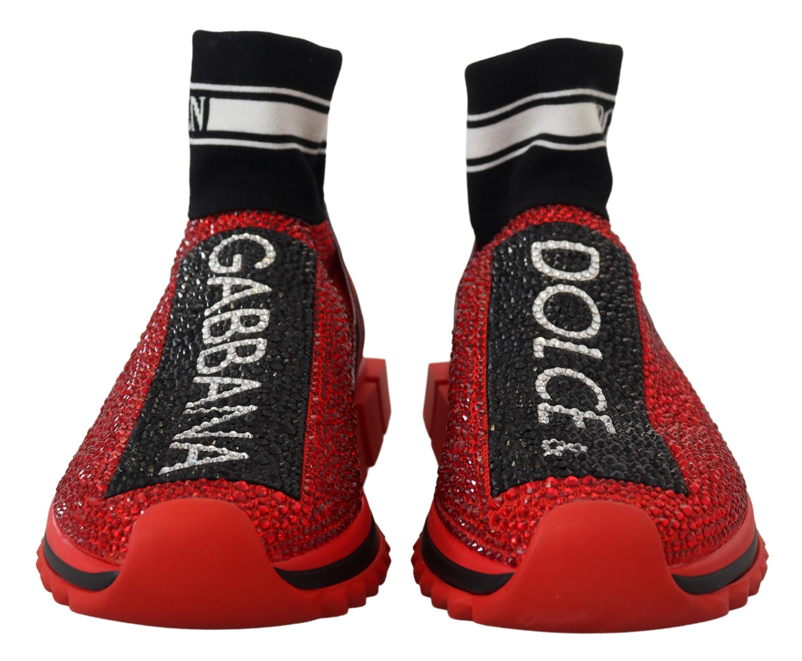 Dolce & Gabbana Red Bling Sorrento Sneakers Socks Shoes Glam Steals