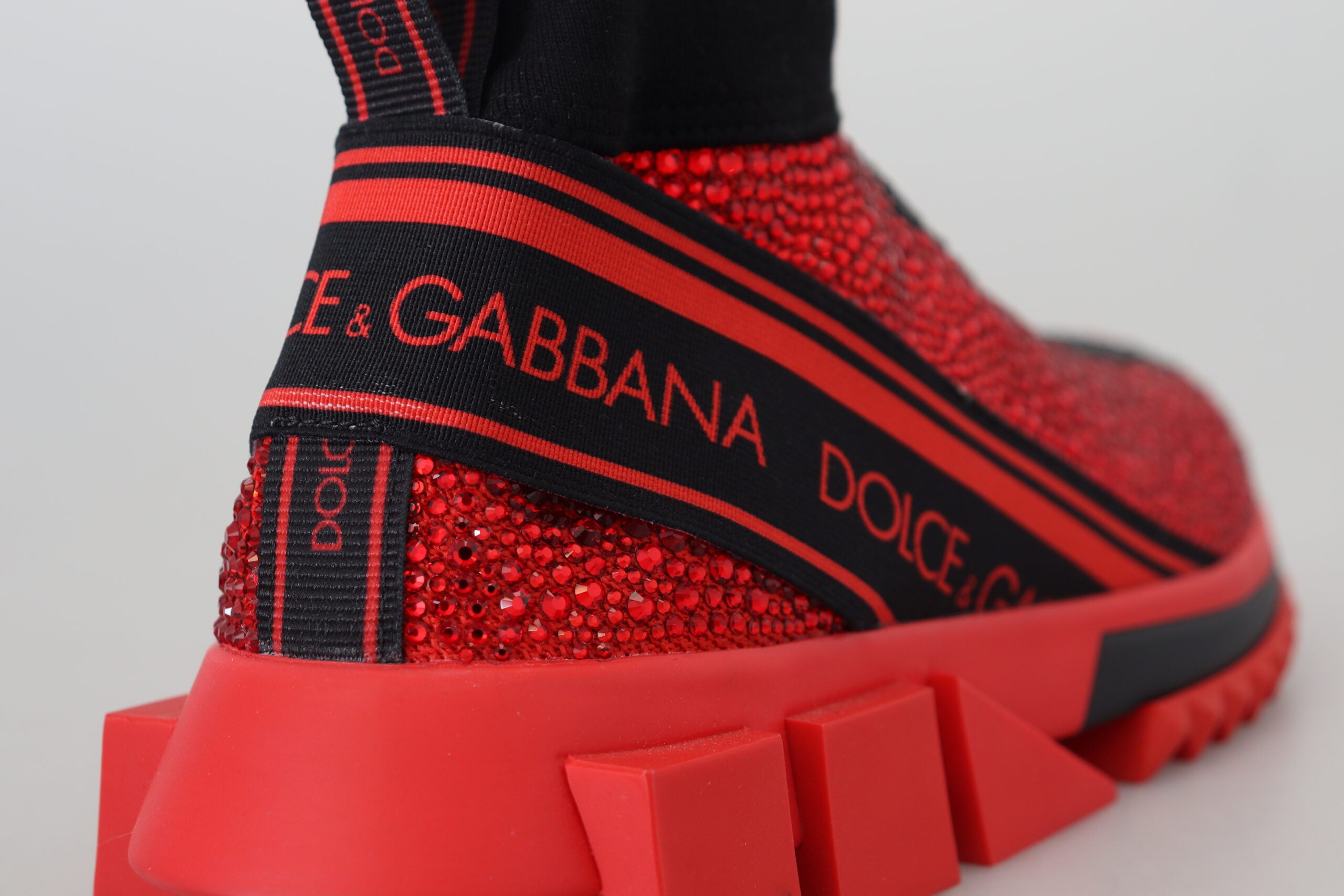 Dolce & Gabbana Red Bling Sorrento Sneakers Socks Shoes Glam Steals