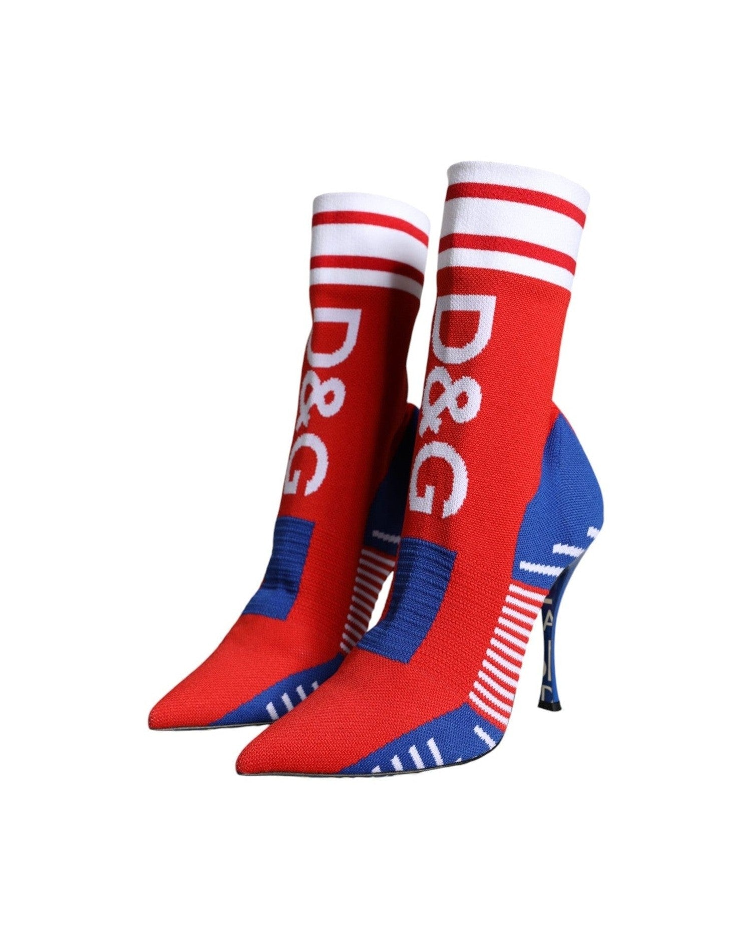 Dolce & Gabbana Red Blue Stretch Sock Style Ankle Boots Logo Shoes Glam Steals