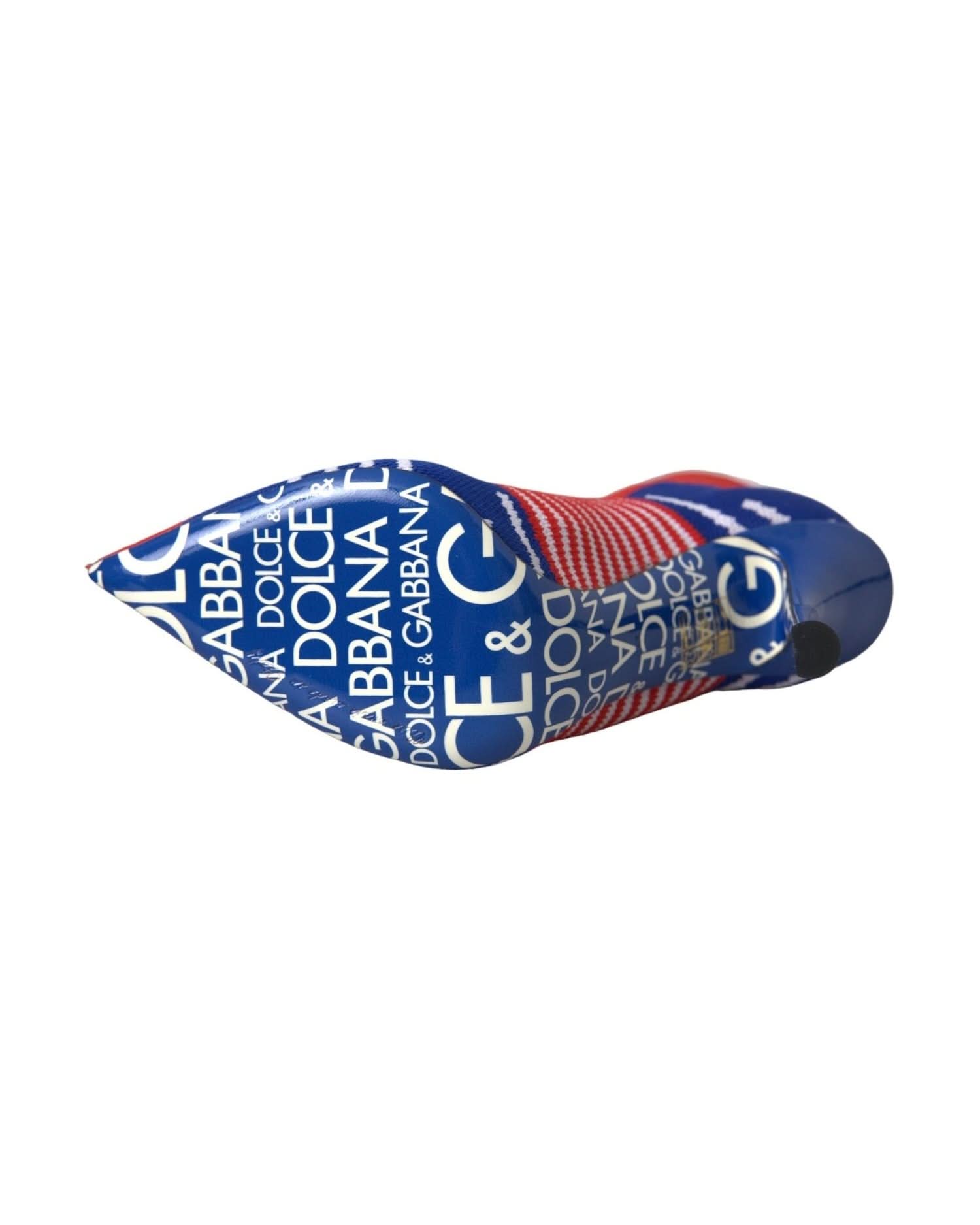 Dolce & Gabbana Red Blue Stretch Sock Style Ankle Boots Logo Shoes Boots