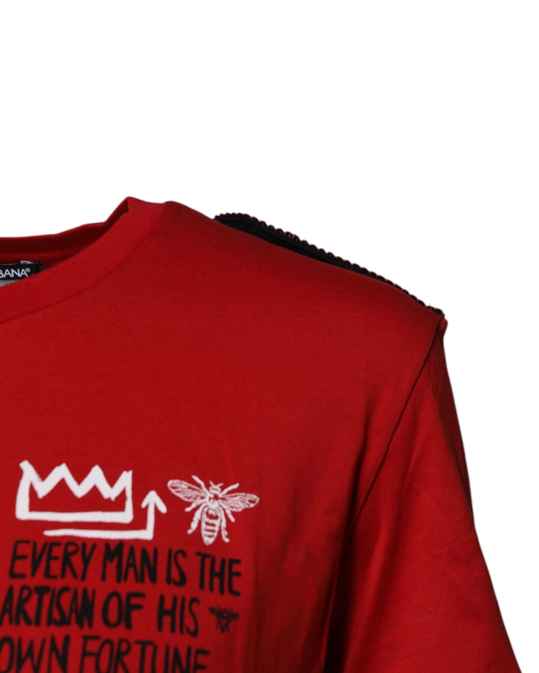 Dolce & Gabbana Red Cotton Round Neck Short Sleeves T-Shirt T-Shirts