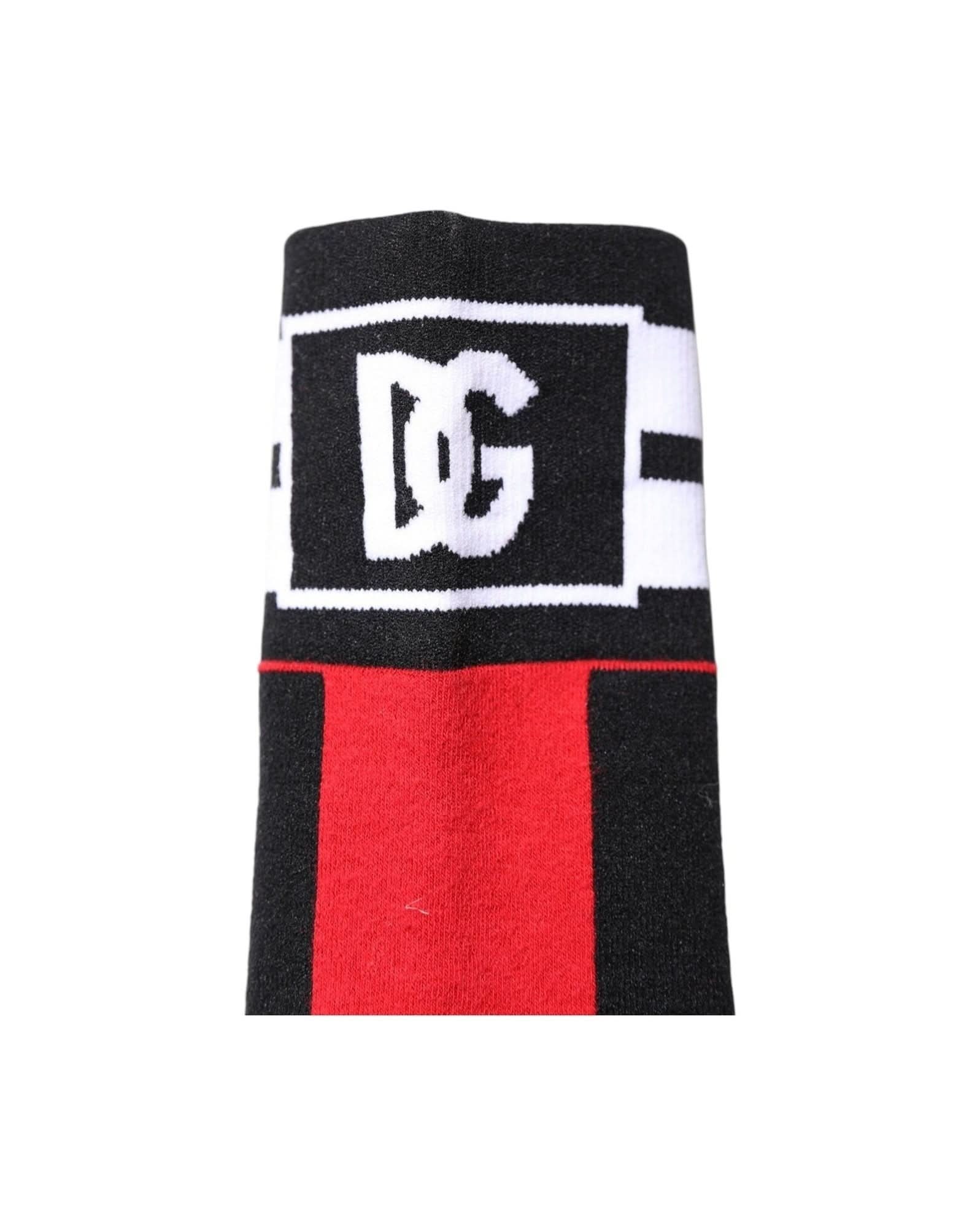 Dolce & Gabbana Red Cotton Stretch Printed Socks Socks