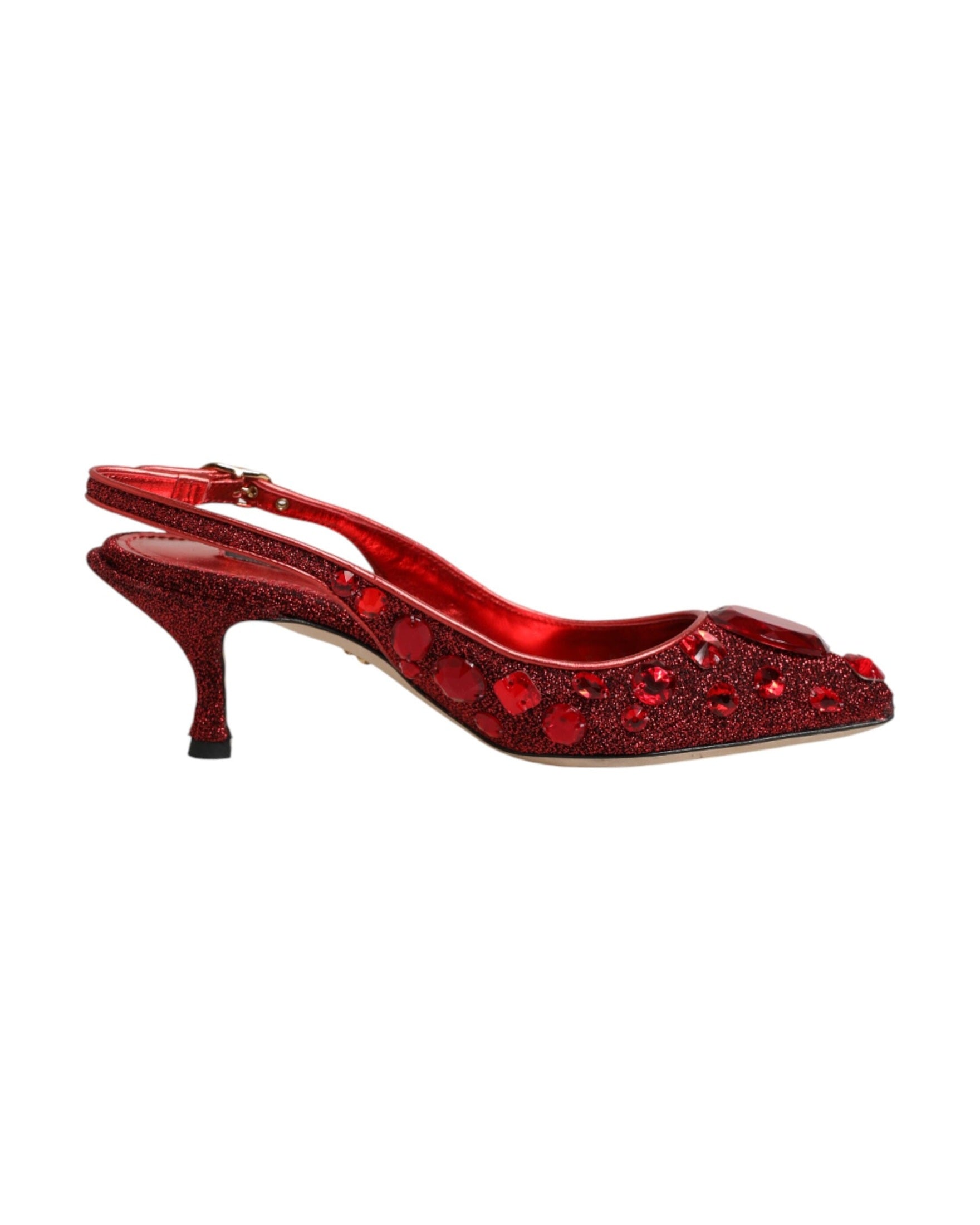 Dolce & Gabbana Red Crystal Embellished Slingbacks Shoes Glam Steals