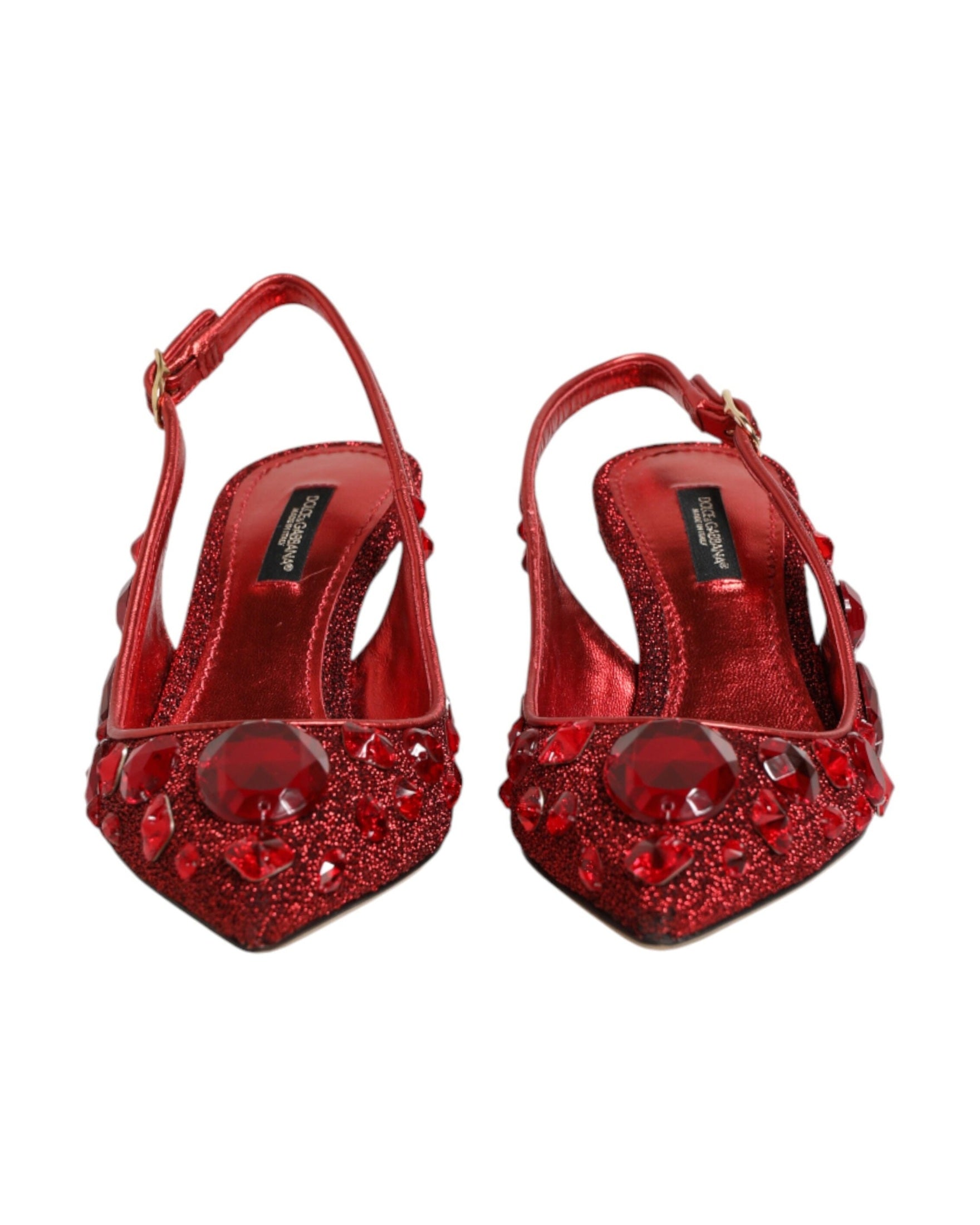 Dolce & Gabbana Red Crystal Embellished Slingbacks Shoes Glam Steals