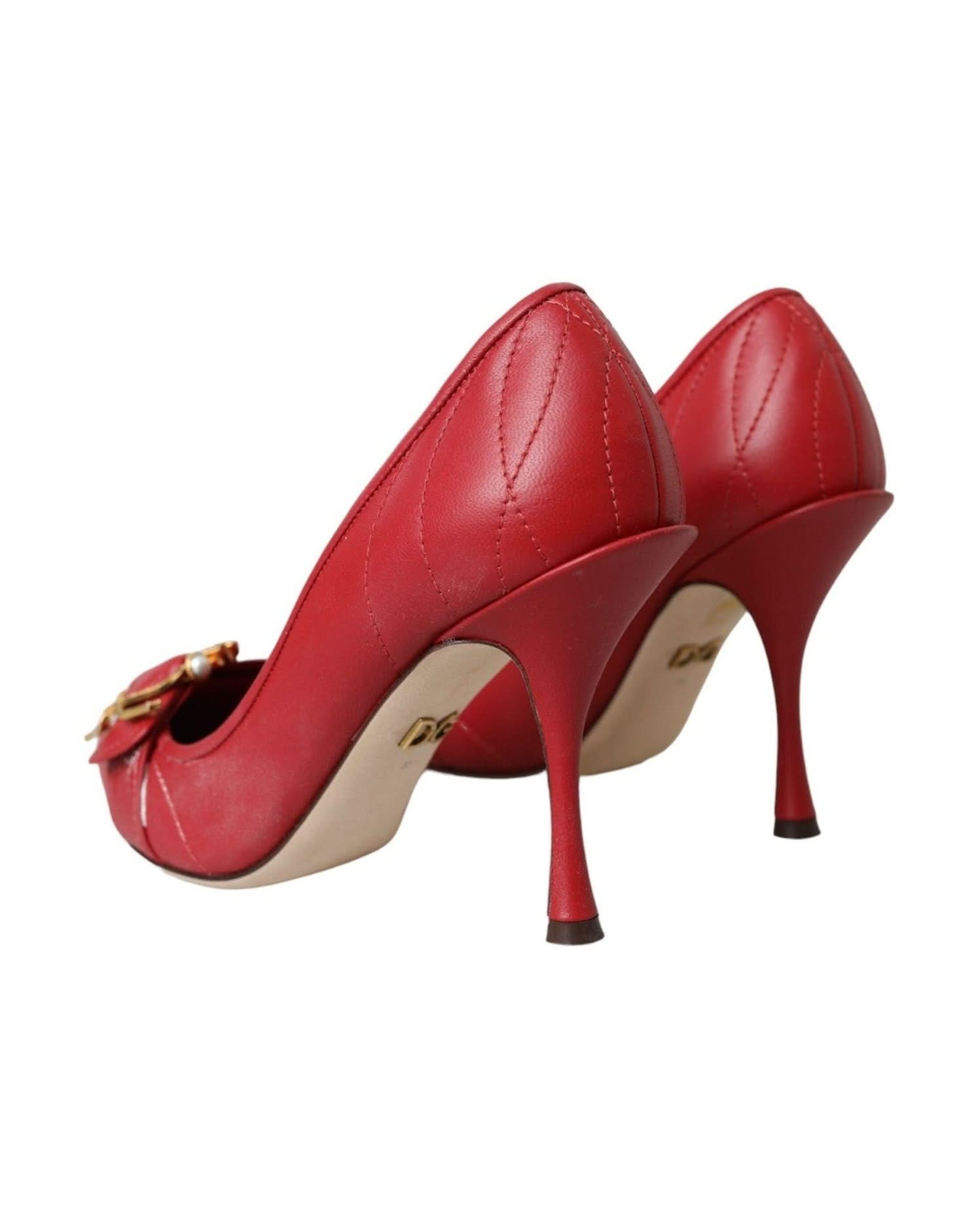 Dolce & Gabbana Red Devotion Leather Heels Pumps Shoes Heels
