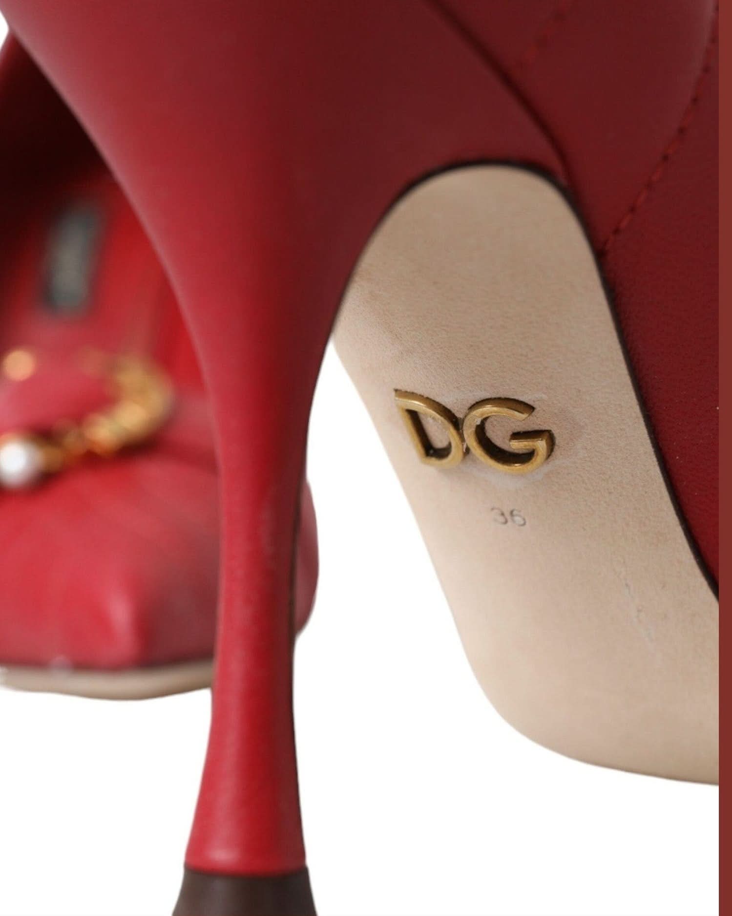 Dolce & Gabbana Red Devotion Leather Heels Pumps Shoes Heels