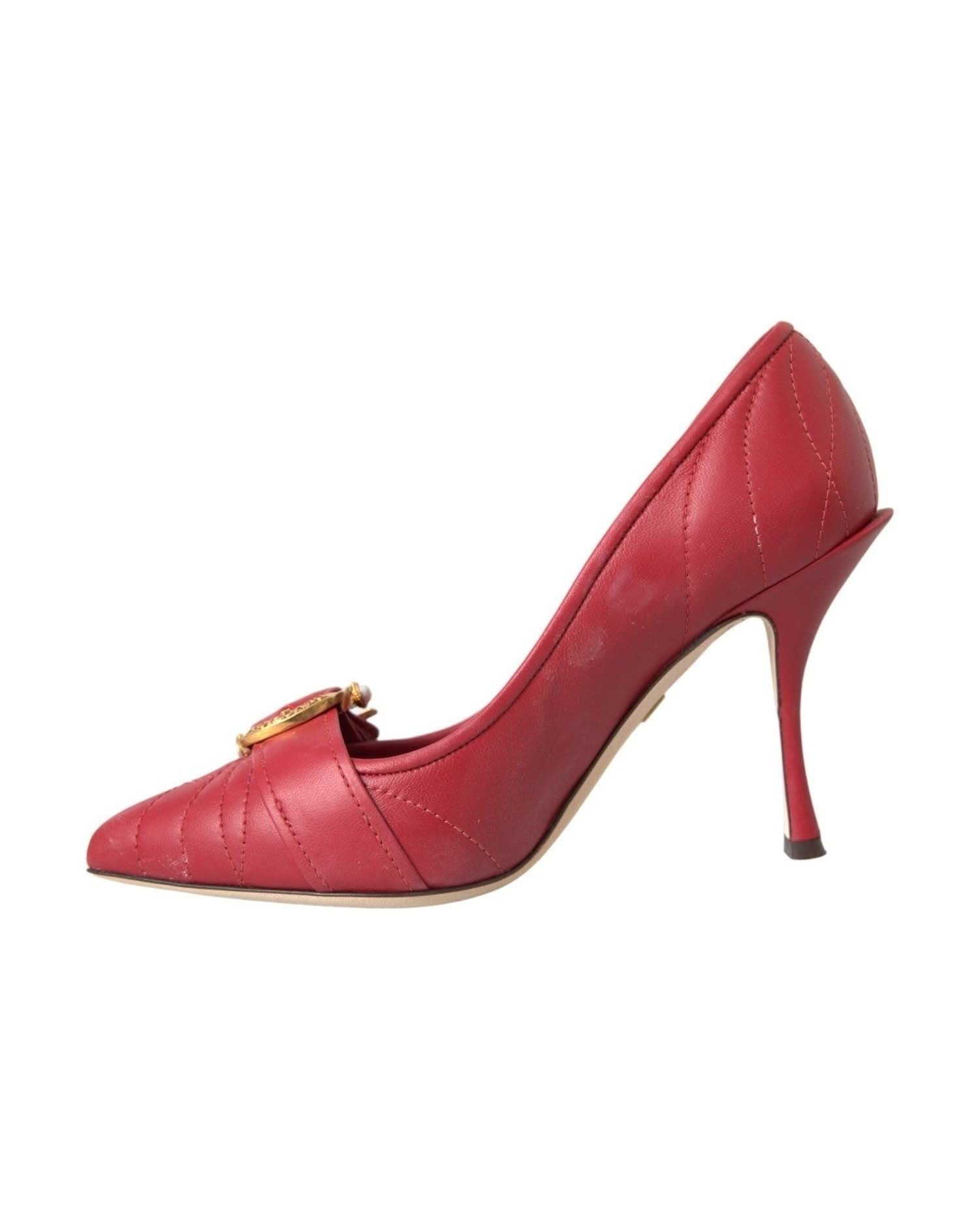 Dolce & Gabbana Red Devotion Leather Heels Pumps Shoes Heels