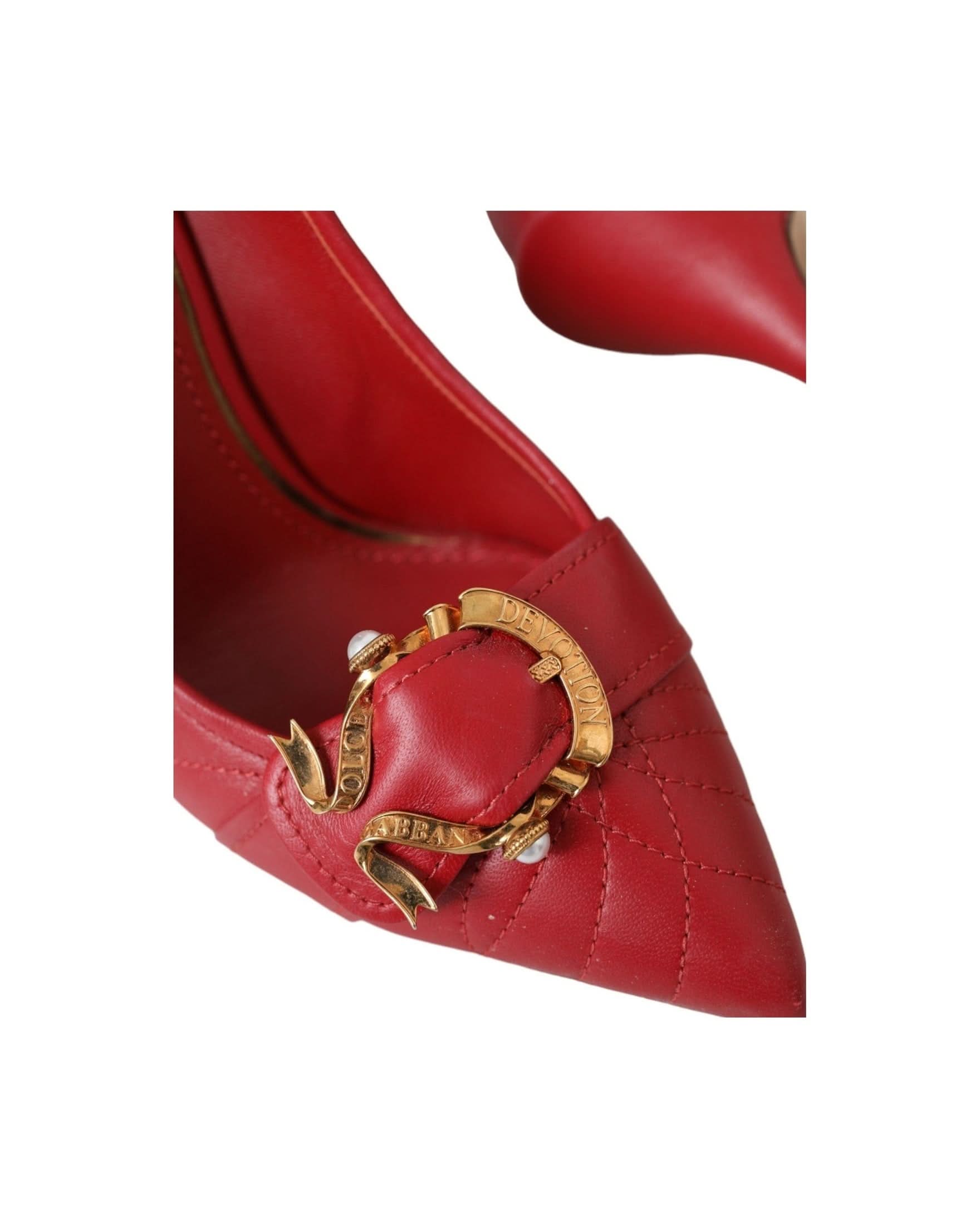 Dolce & Gabbana Red Devotion Leather Heels Pumps Shoes Heels