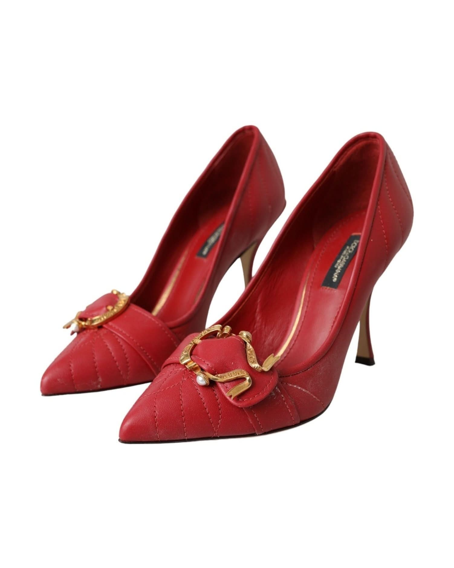 Dolce & Gabbana Red Devotion Leather Heels Pumps Shoes Heels