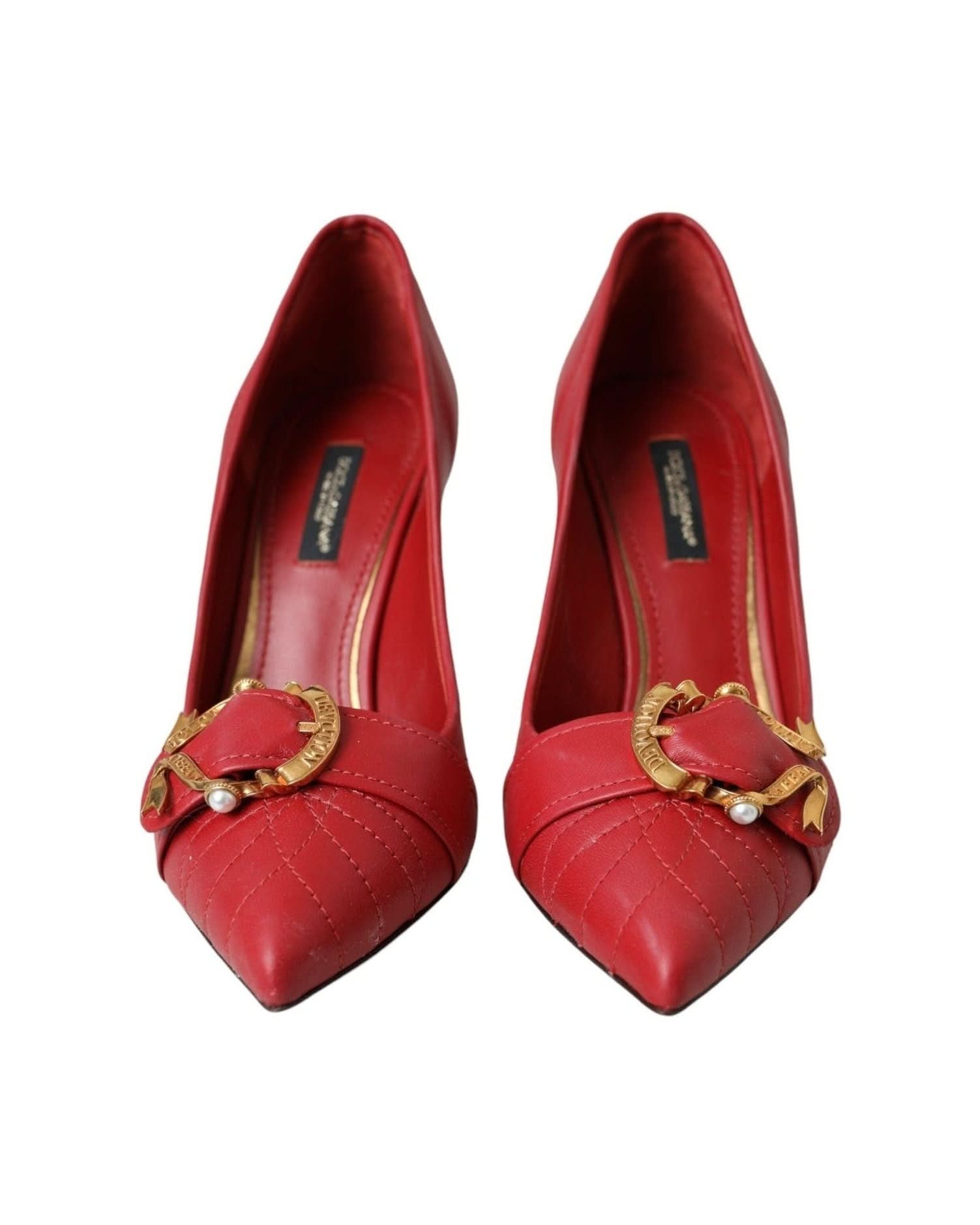 Dolce & Gabbana Red Devotion Leather Heels Pumps Shoes Heels