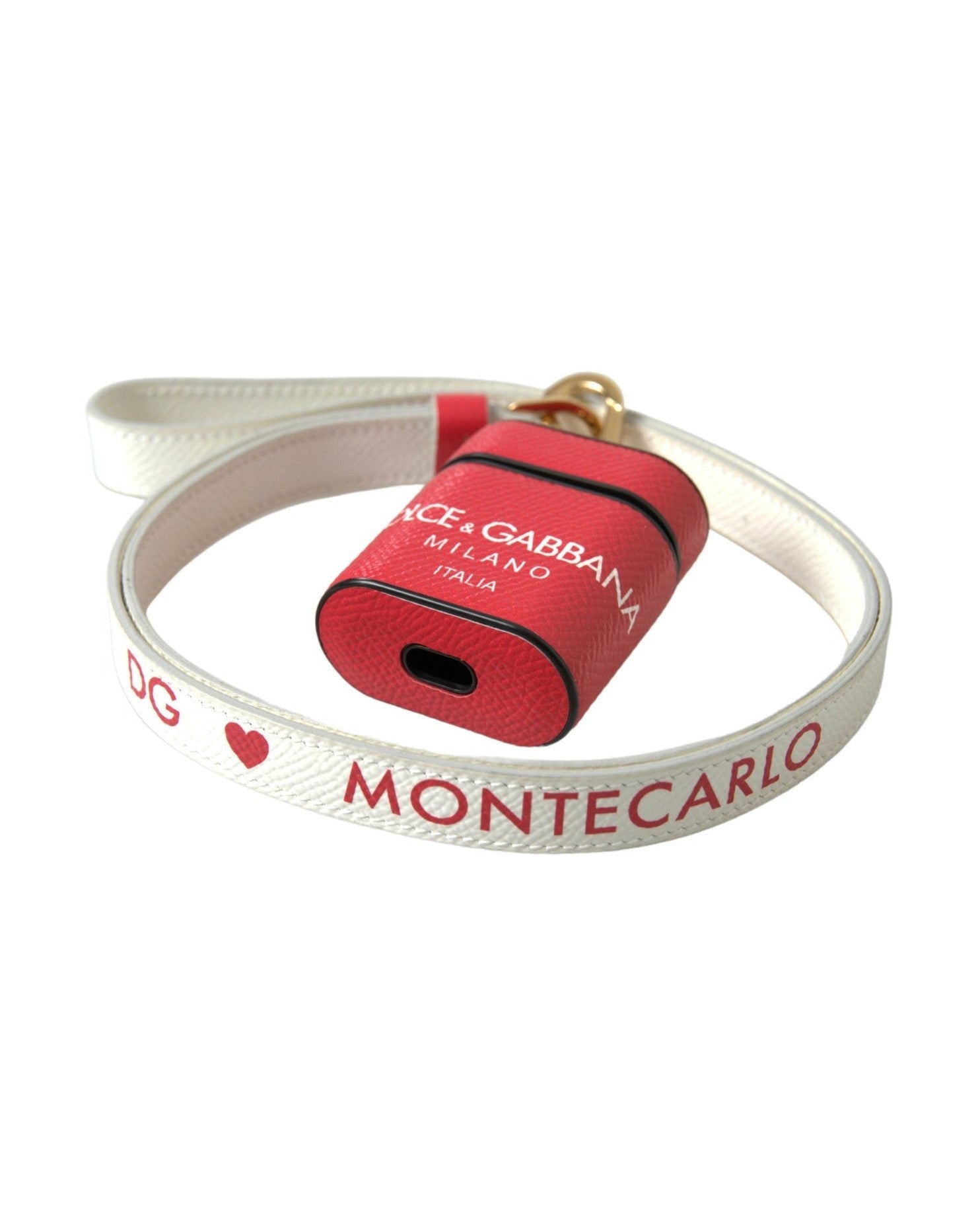 Dolce & Gabbana Elegant Calf Leather Airpods Red Case Glam Steals