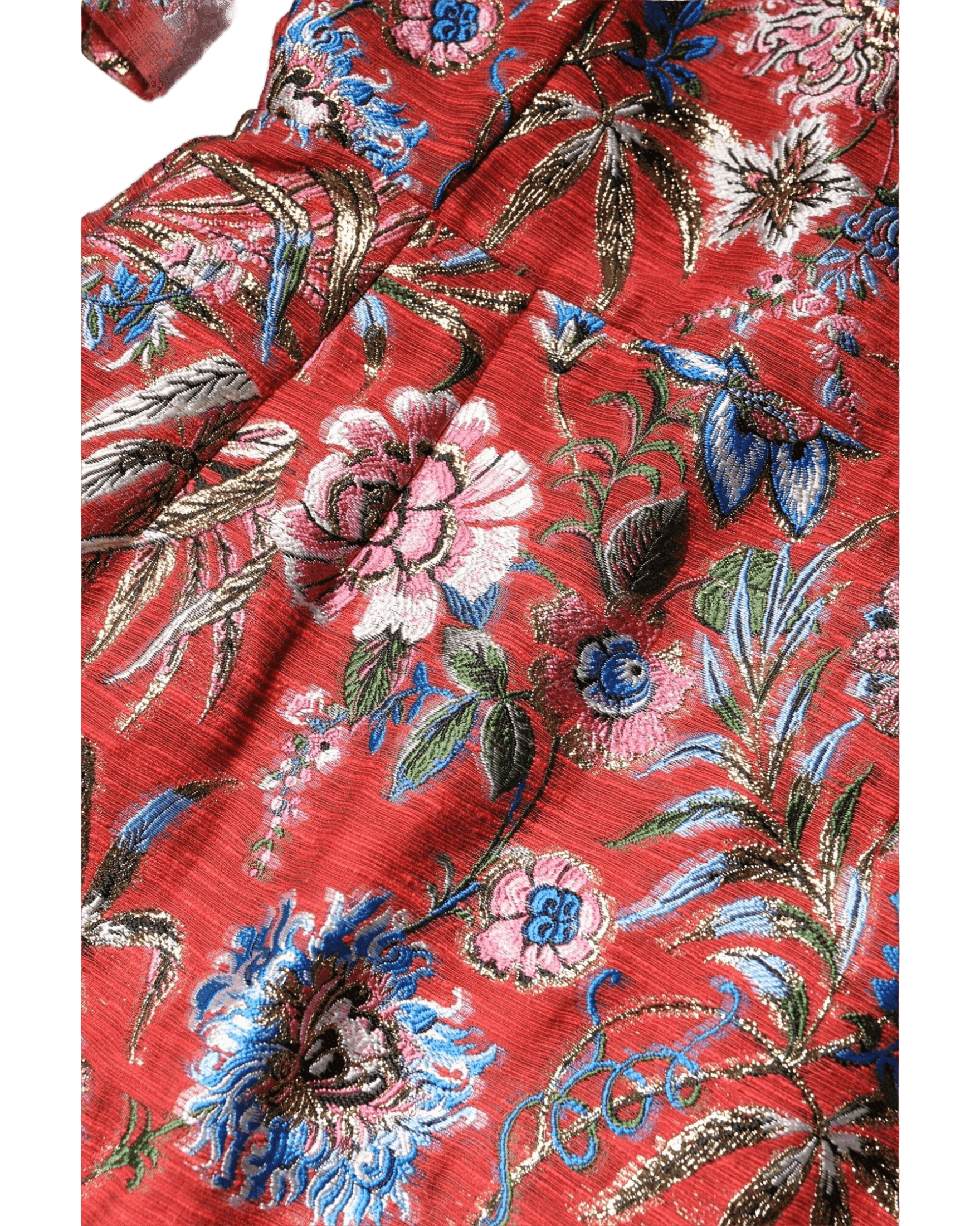 Dolce & Gabbana Red Floral Jacquard A Line Mini Dress Dresses