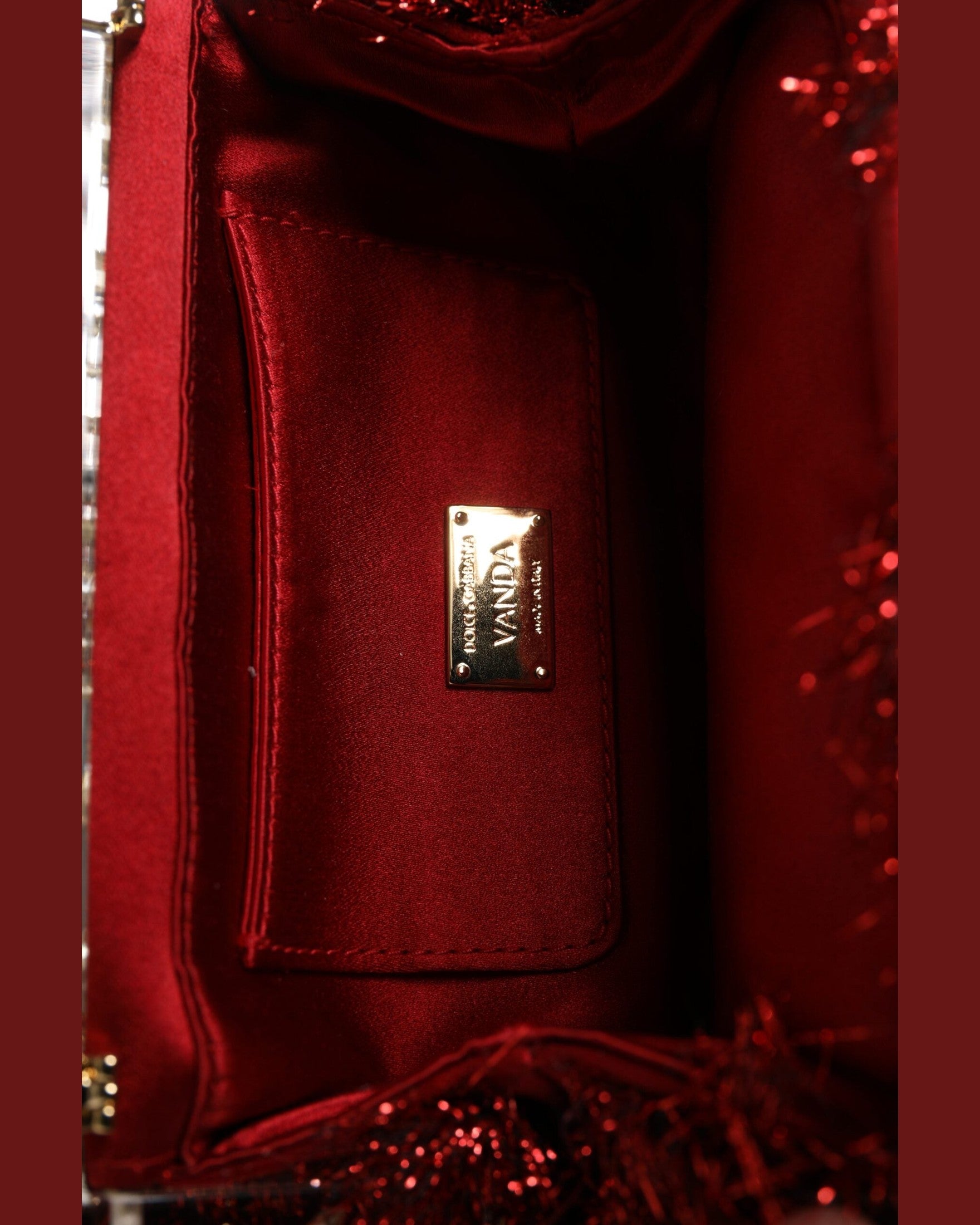 Dolce & Gabbana Red Gold Chain Vanda Tinsel Crystals Evening Clutch Bag Glam Steals