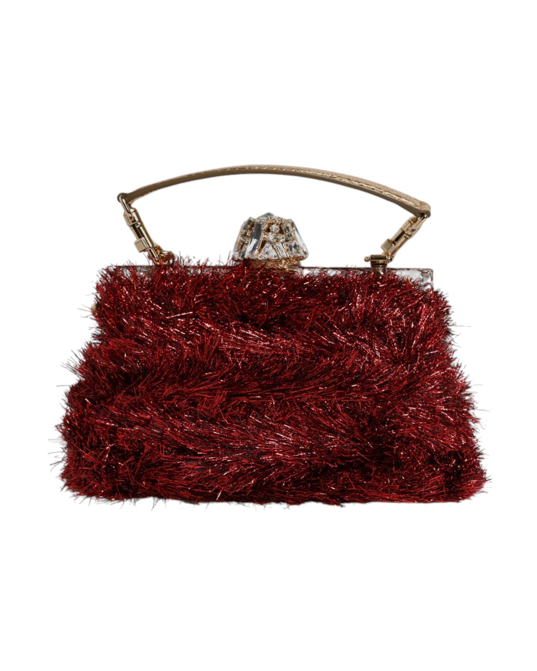 Dolce & Gabbana Red Gold Chain Vanda Tinsel Crystals Evening Clutch Bag Glam Steals