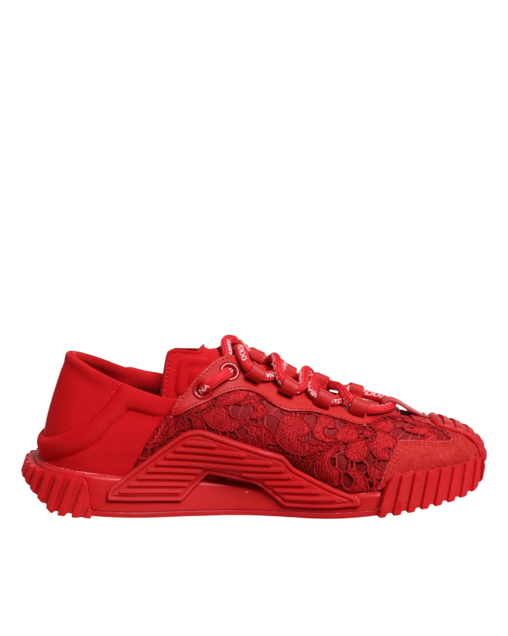 Dolce & Gabbana Red Lace Logo Low Top Ns1 Sneakers Shoes Glam Steals