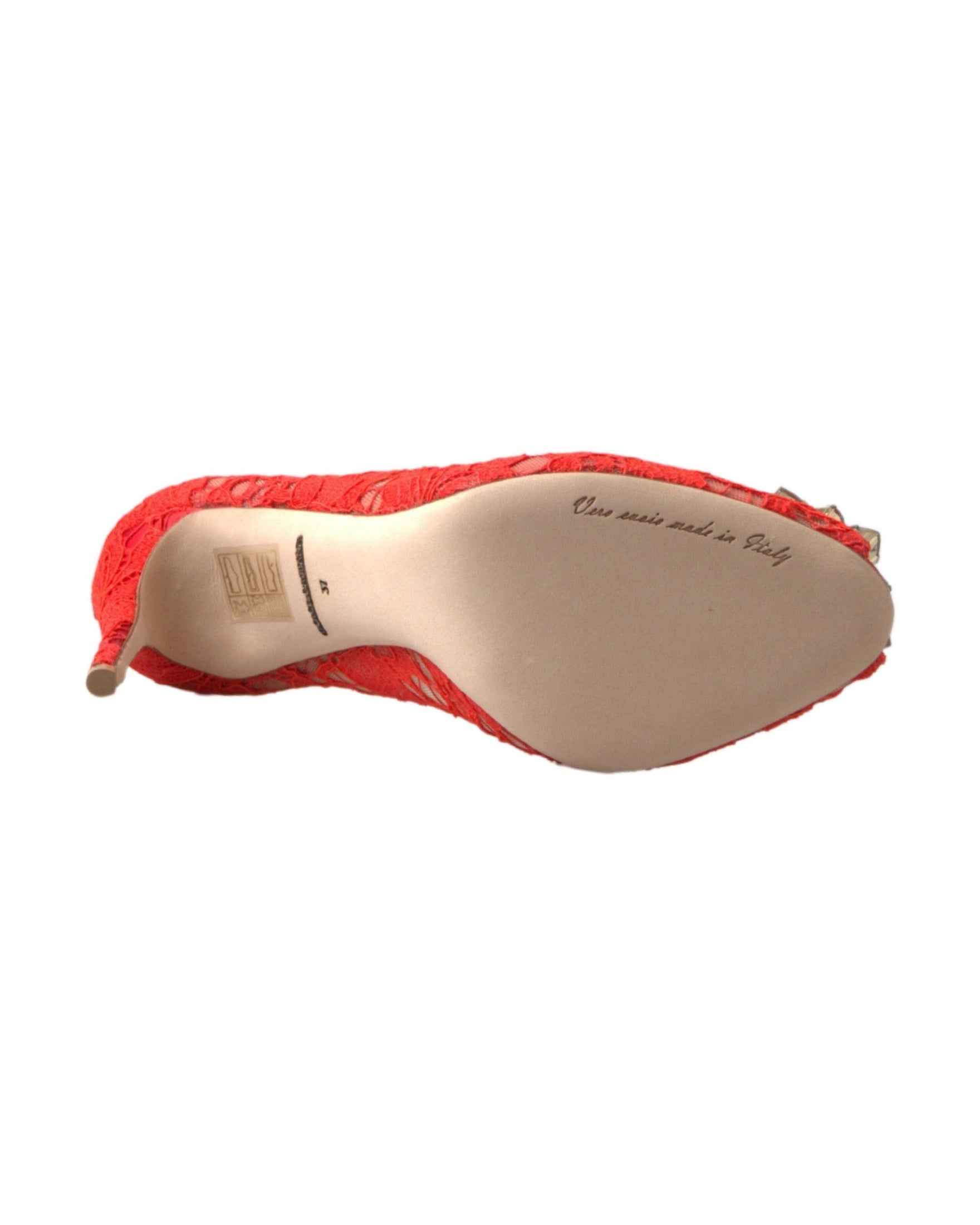 Dolce & Gabbana Red Lace Taormina Crystal Heels Pumps Shoes Glam Steals