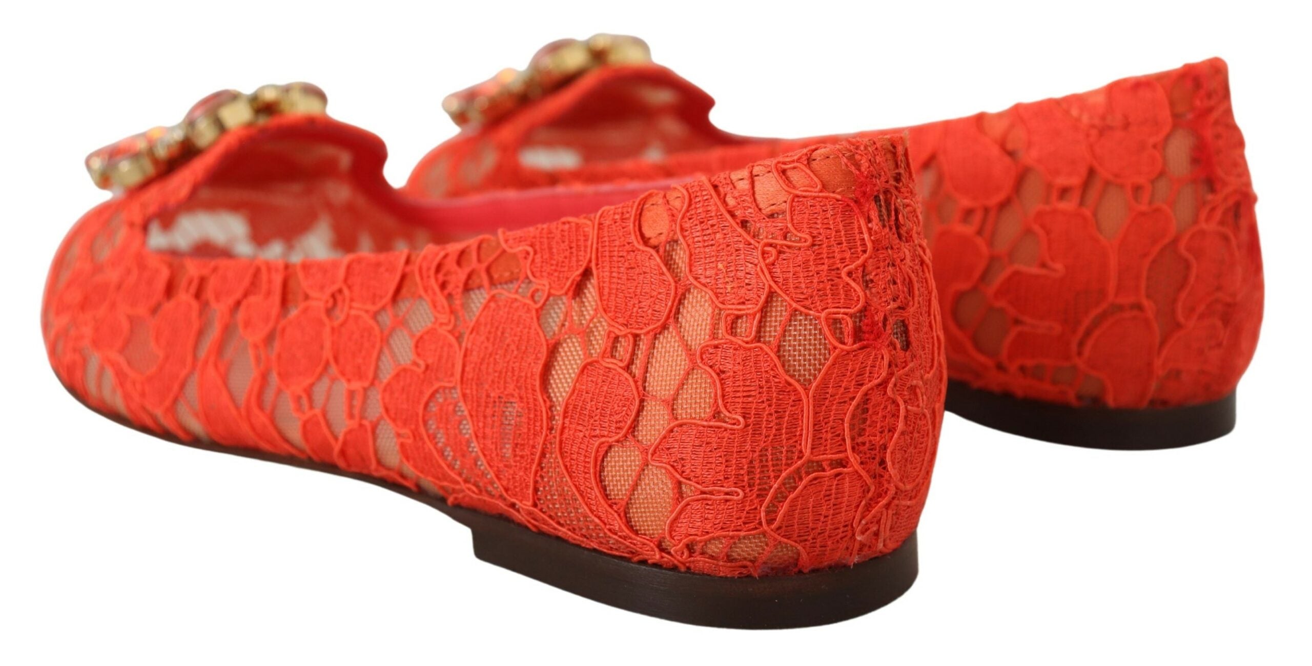 Dolce & Gabbana Red Lace Taormina Crystals Ballet Flats Glam Steals