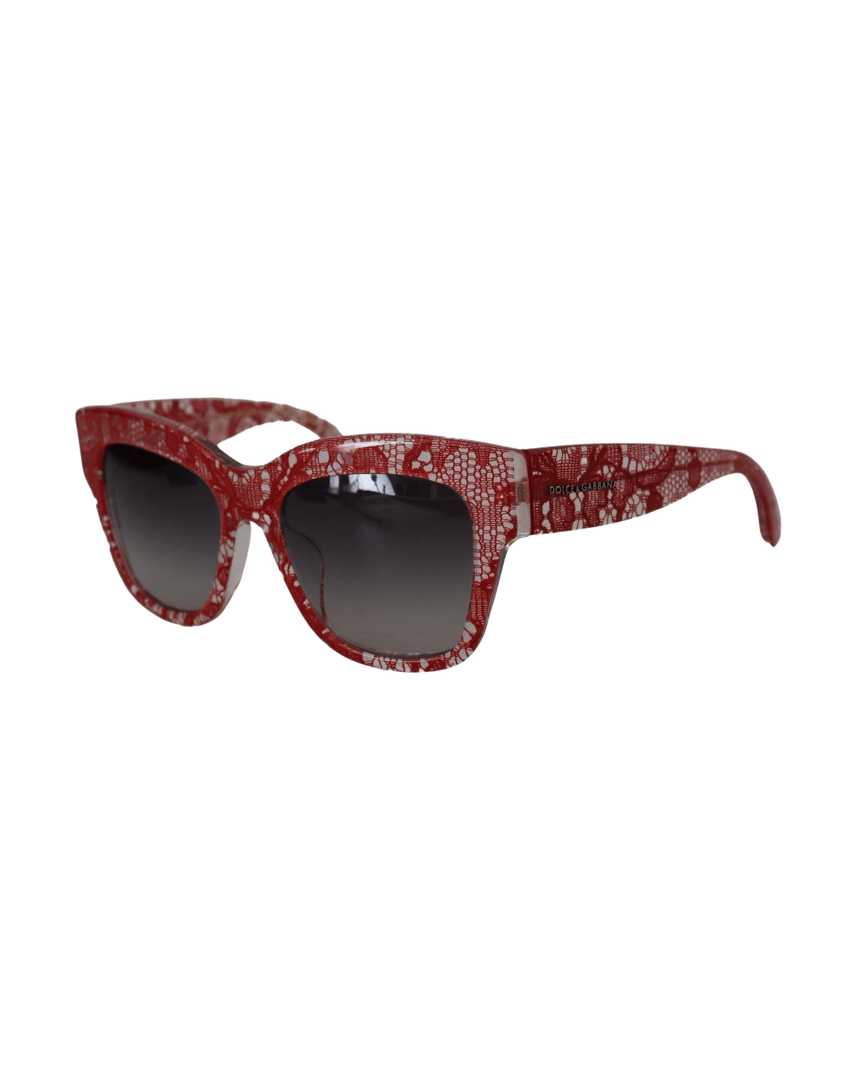 Dolce & Gabbana Red Lace Acetate Rectangle Shades Dg4231F Sunglasses Sunglasses
